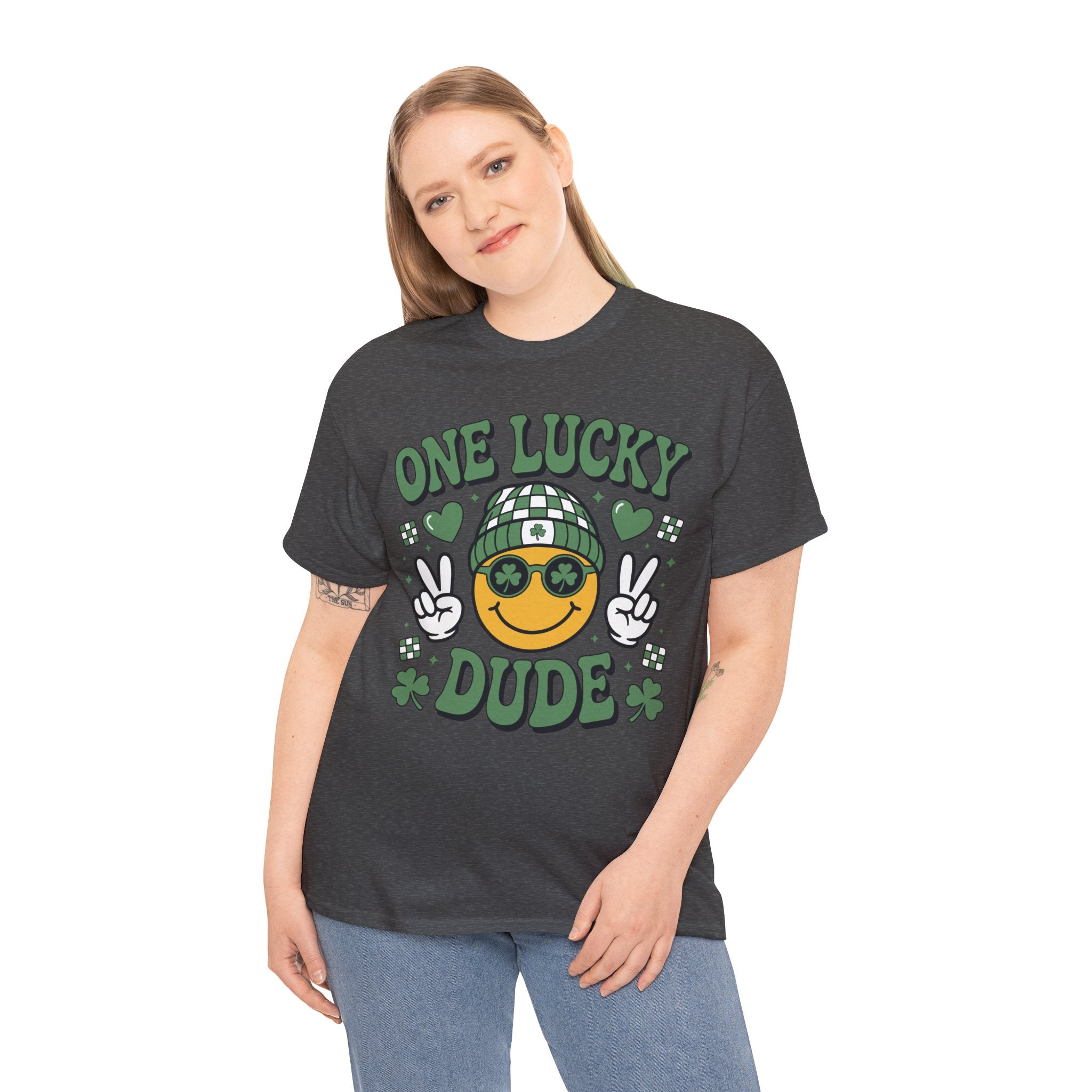 One Lucky Dude Shamrock Tee — St. Patrick's Day Smiley Unisex Cotton Tshirt
