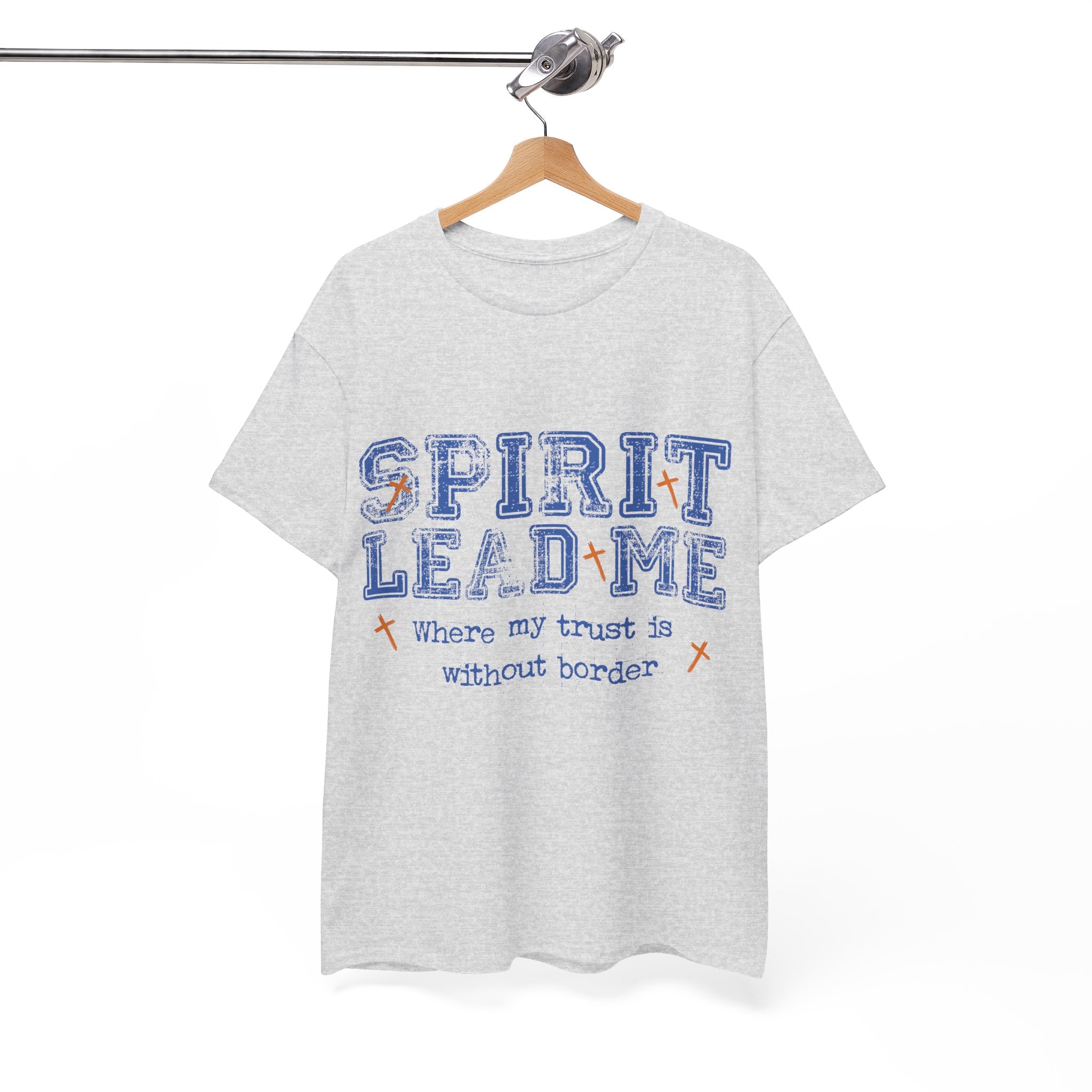 Christian Varsity Tee — “Spirit Lead Me — Where My Trust Is Without Border”. Unisex Cotton Tee