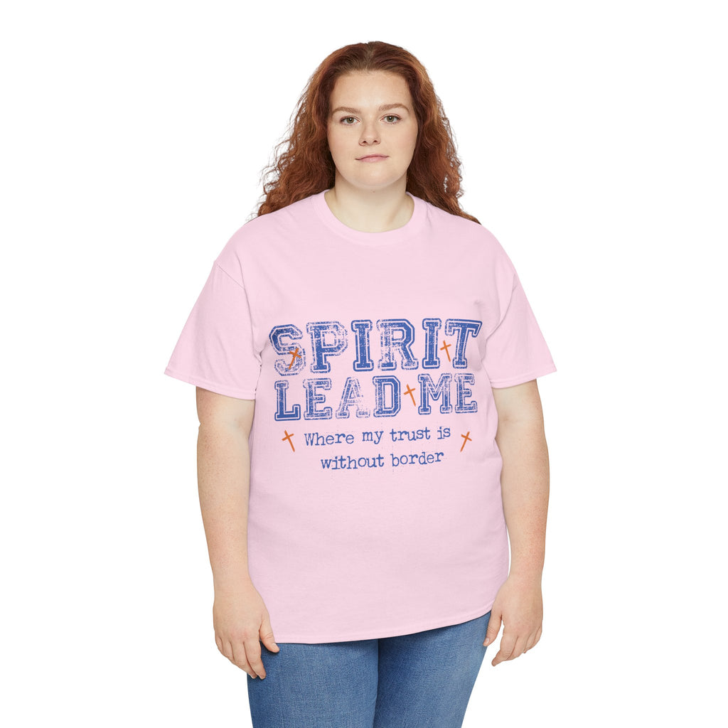 Christian Varsity Tee — “Spirit Lead Me — Where My Trust Is Without Border”. Unisex Cotton Tee