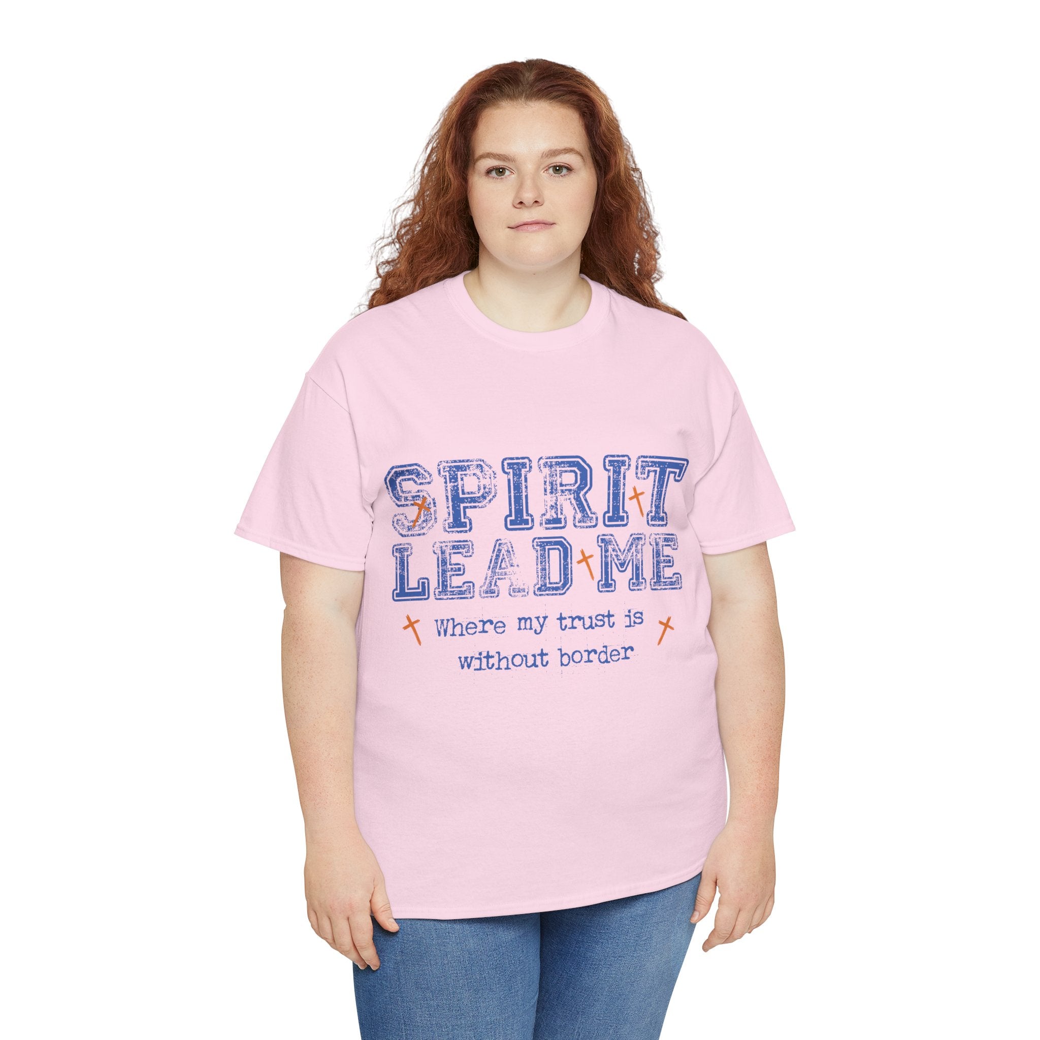 Christian Varsity Tee — “Spirit Lead Me — Where My Trust Is Without Border”. Unisex Cotton Tee