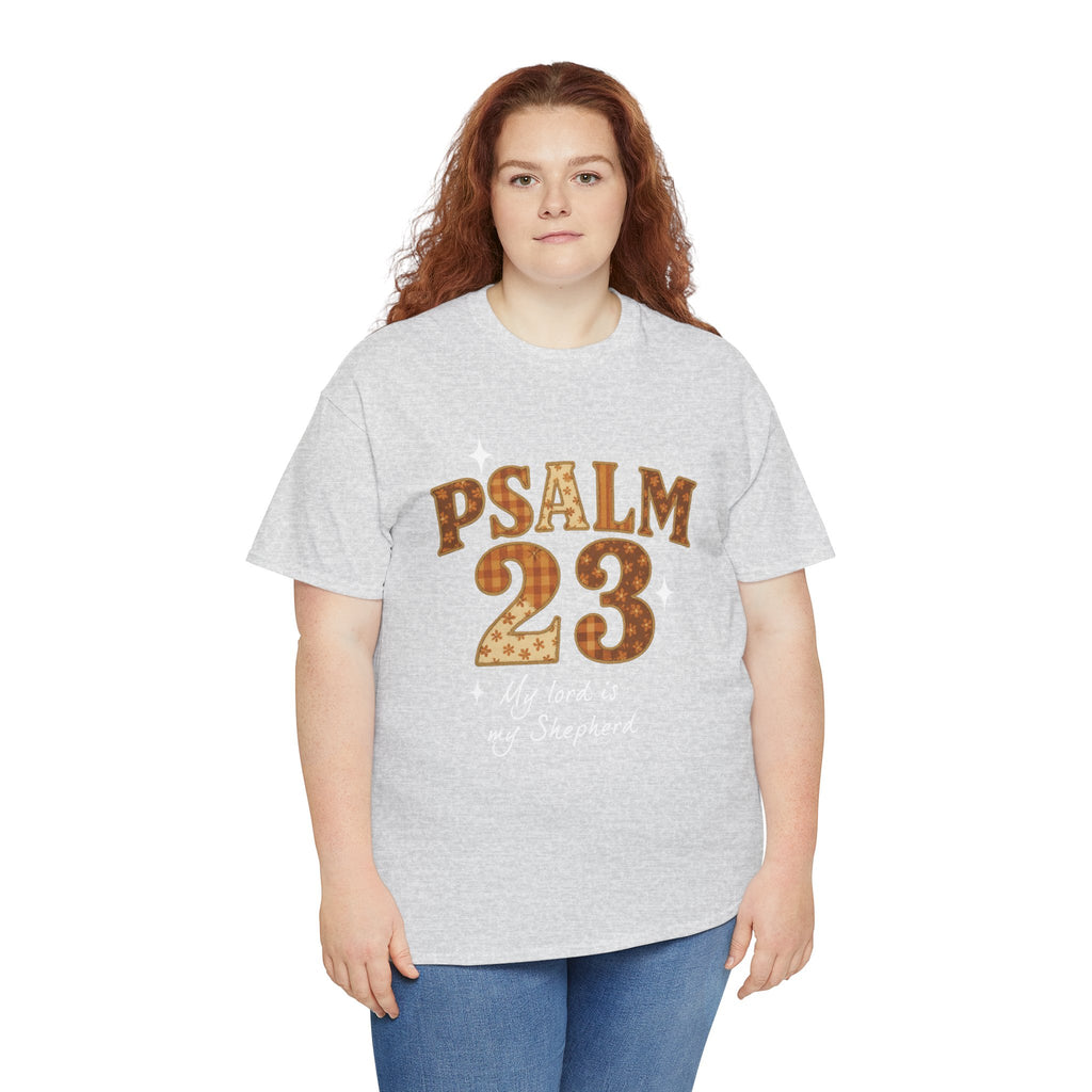 Psalm 23 Floral Tee — “My Lord Is My Shepherd” Stitched-Text Unisex Cotton Tee