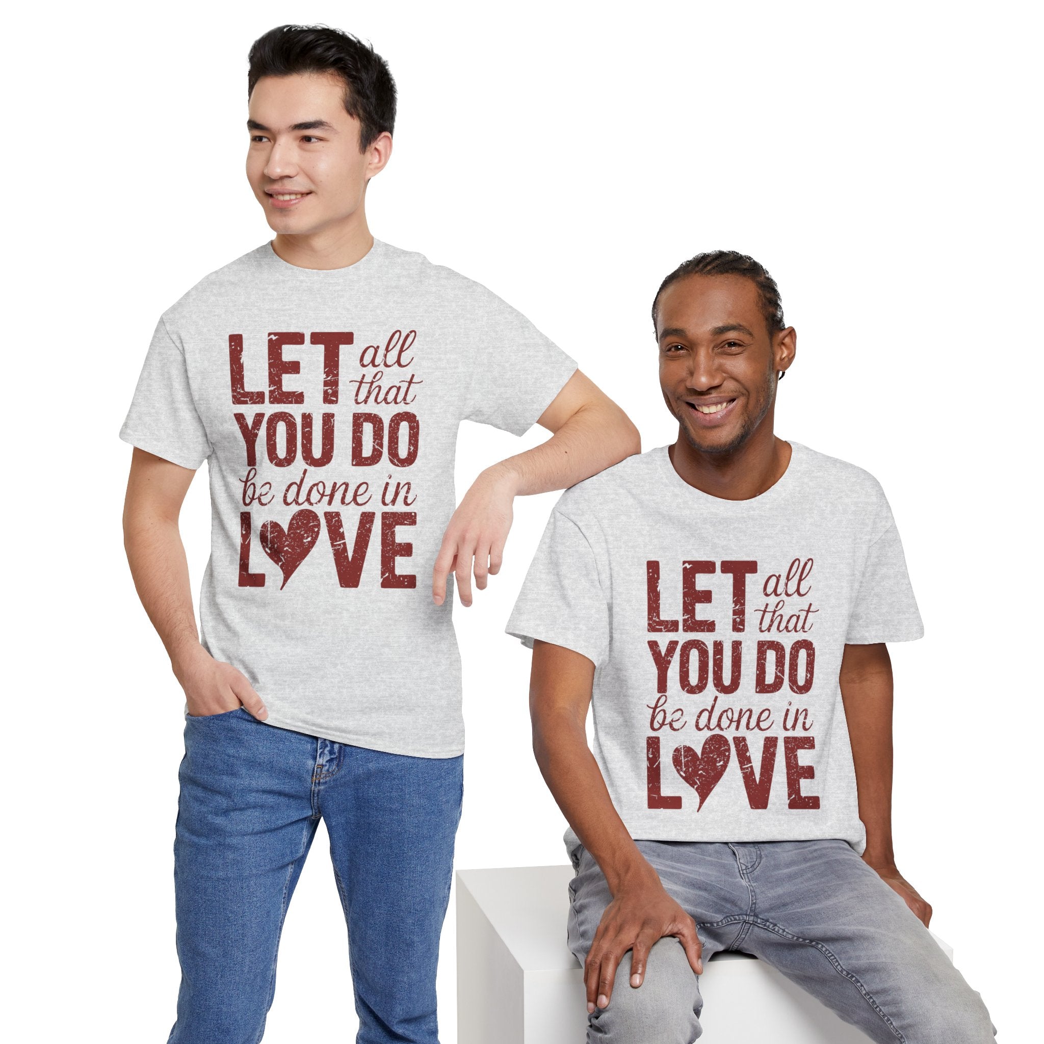 Let All That You Do Be Done In Love T-Shirt — Rustic Red Typography Unisex Cotton Tee