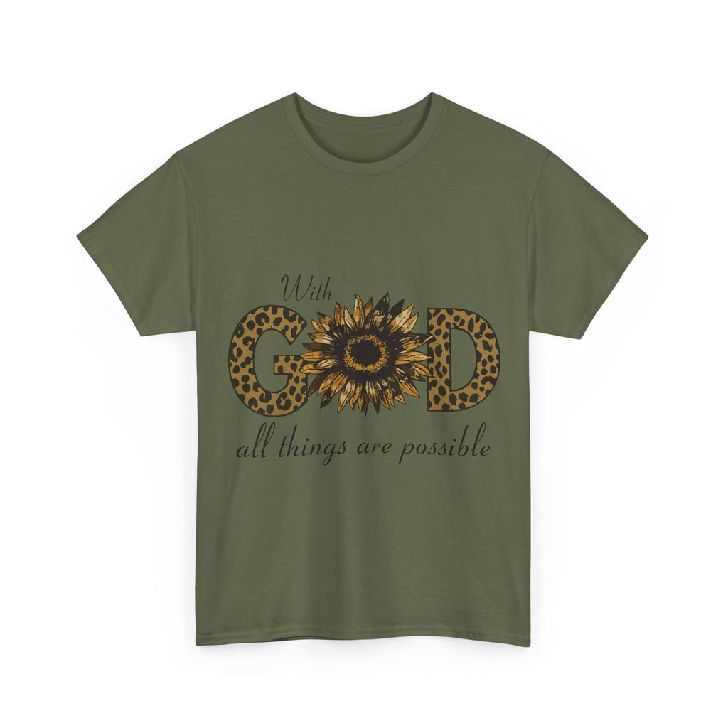 GOD Leopard Print Sunflower Unisex Cotton Tee