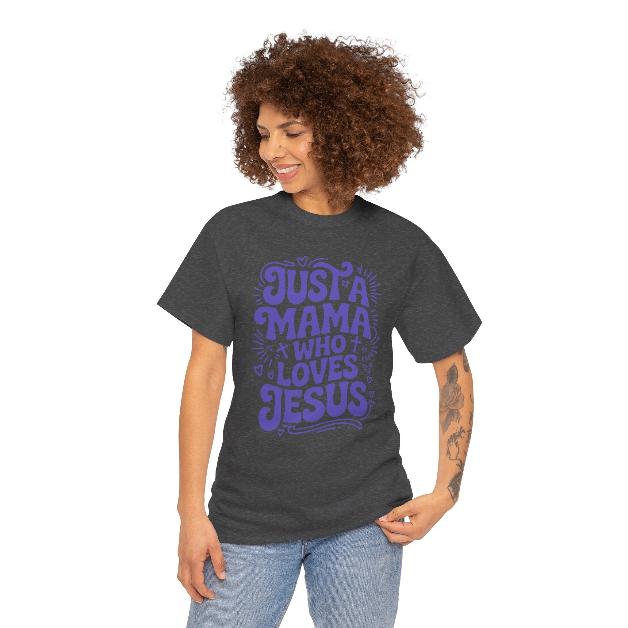 Mama Who Loves Jesus T-Shirt — Bright Green Bubbly Faith Unisex Cotton Tee