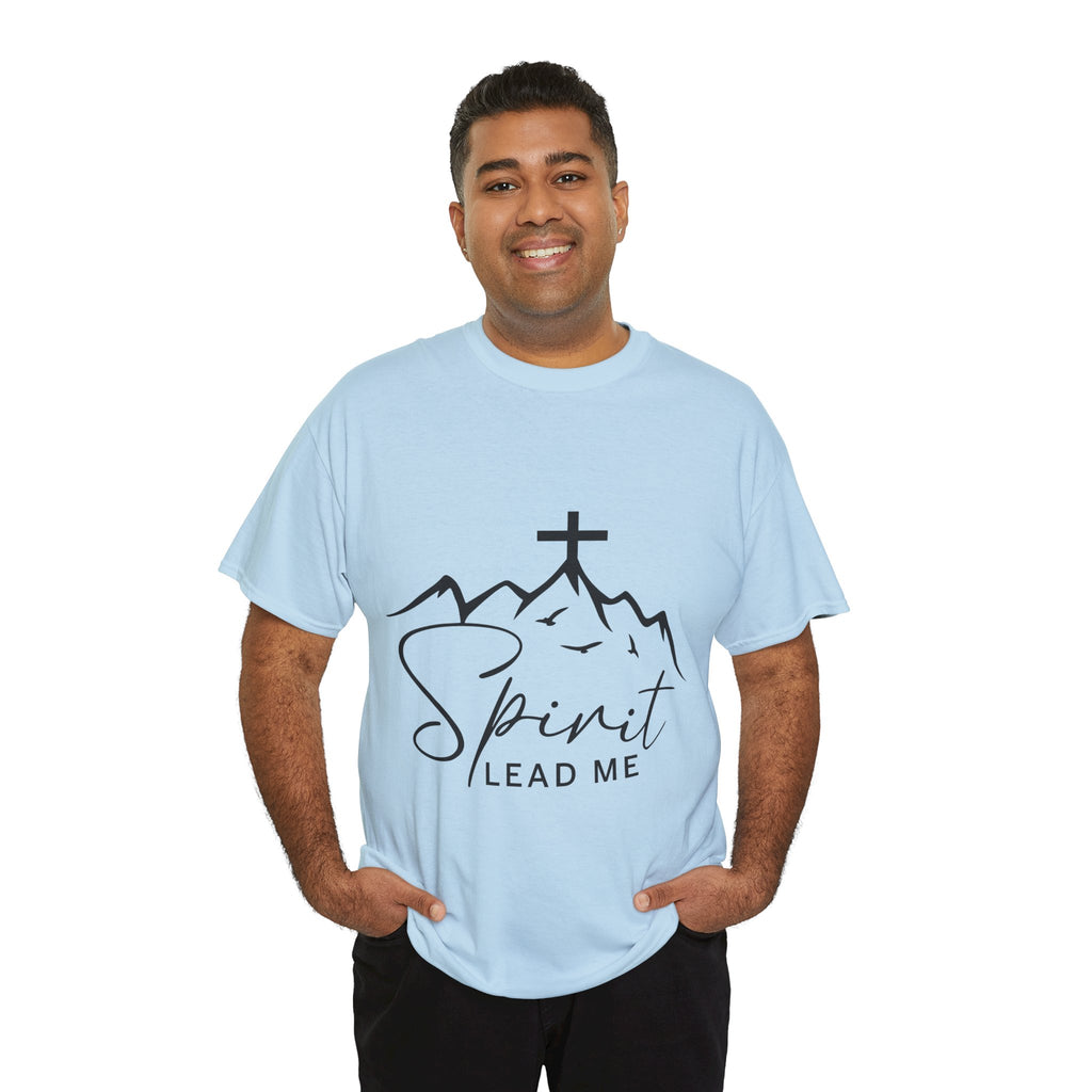Spirit Lead Me Christian T‑Shirt — Minimalist Cross Unisex Cotton Tee