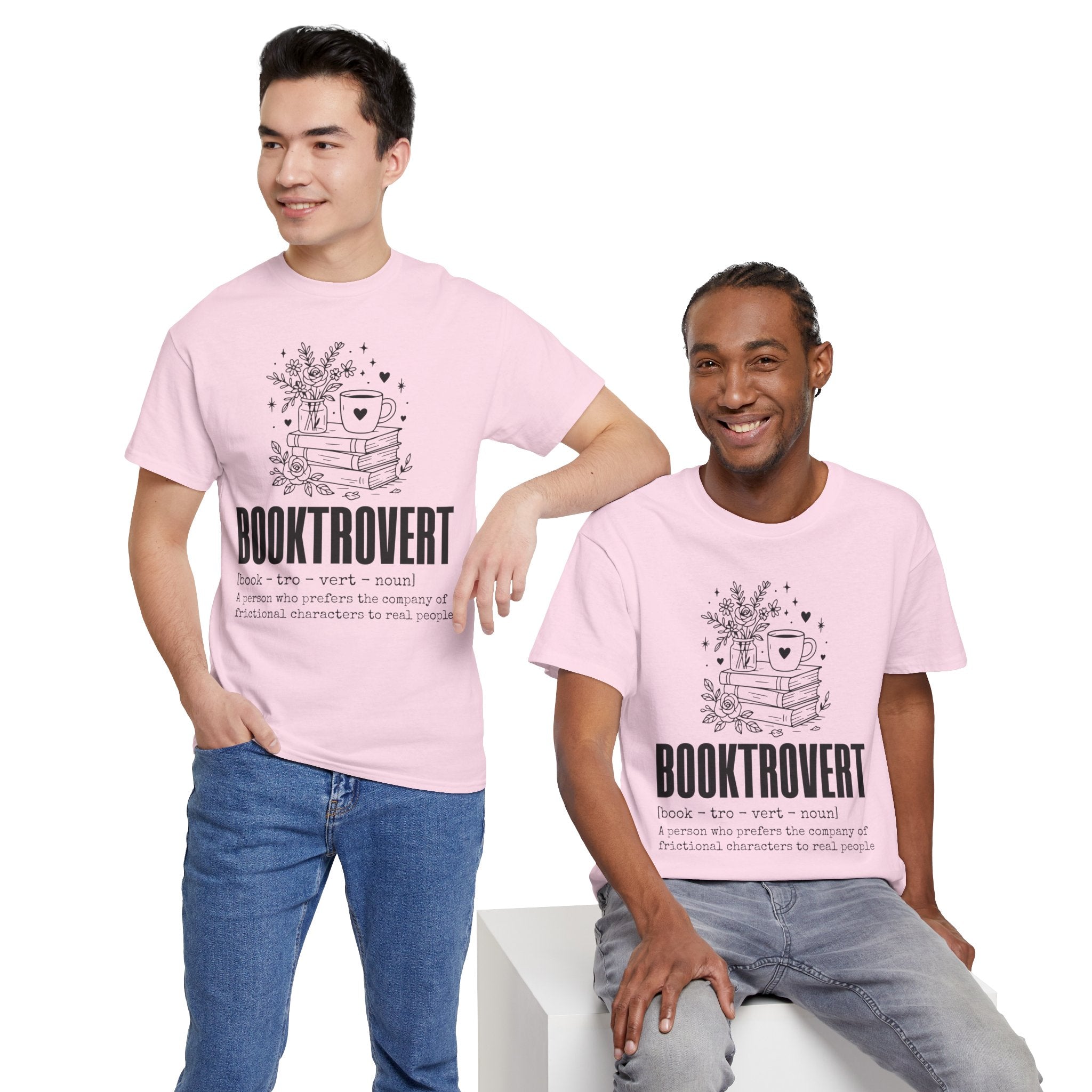 Booktrovert Graphic Tee — "Booktrovert" Definition, Books & Coffee Design Unisex Cotton Tee