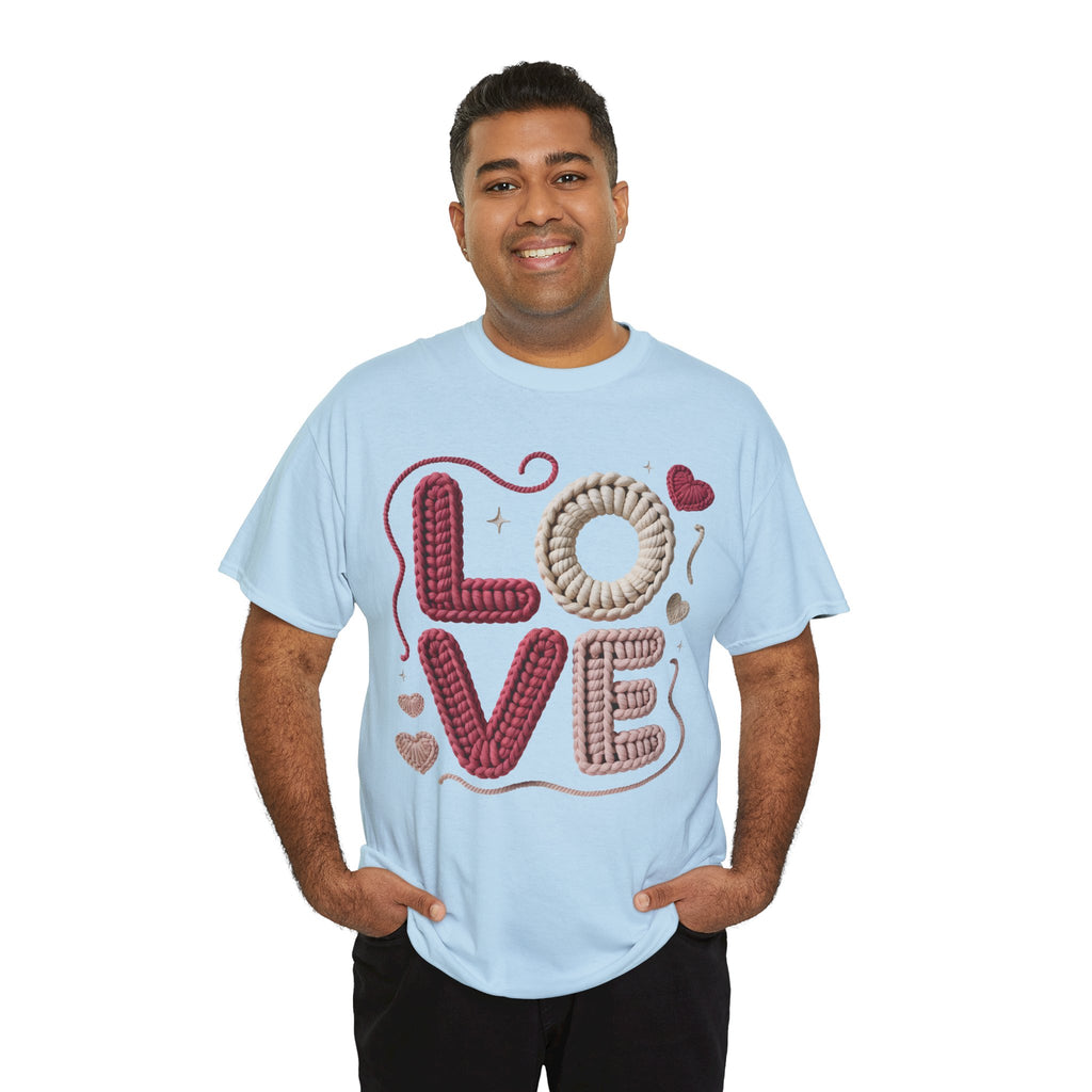 LOVE Faux Yarn Heart Unisex Cotton Tee