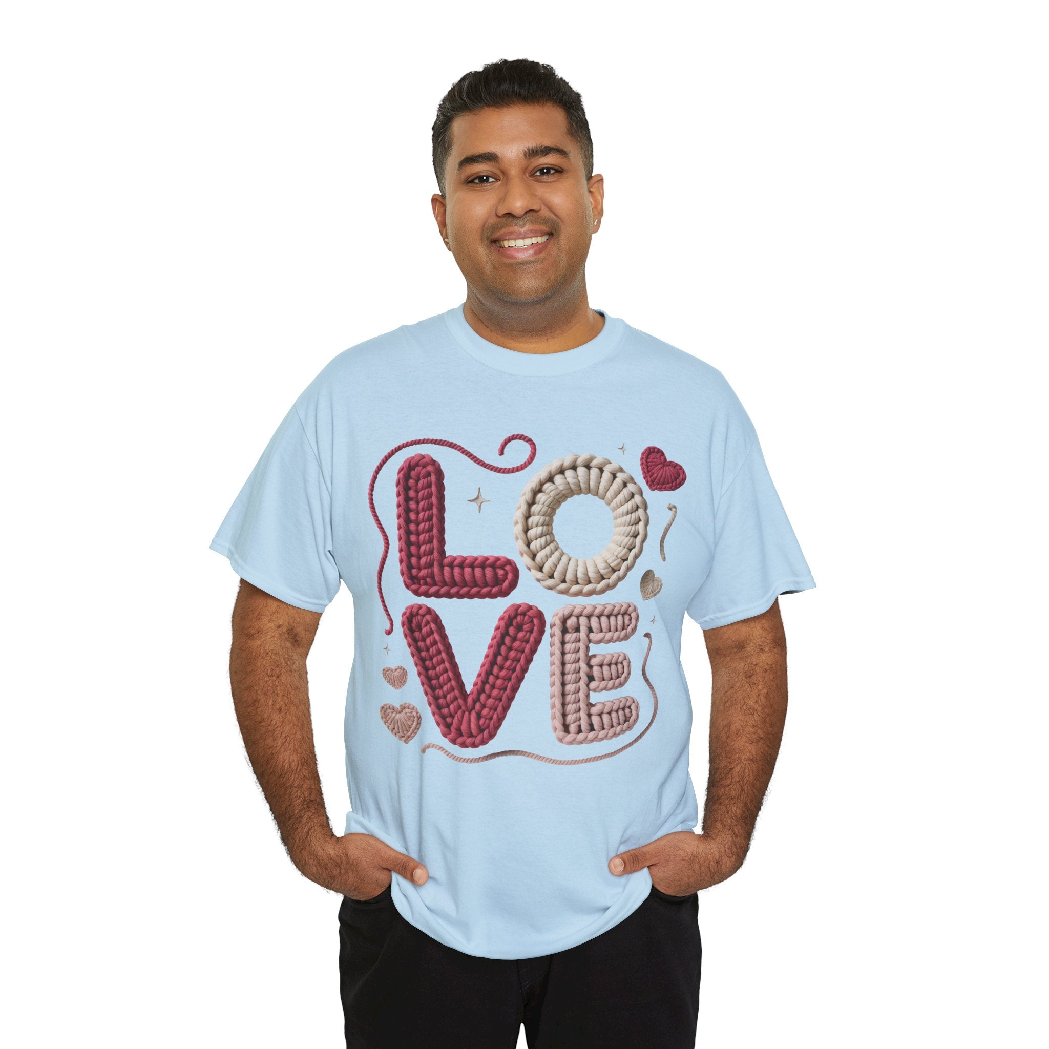 LOVE Faux Yarn Heart Unisex Cotton Tee
