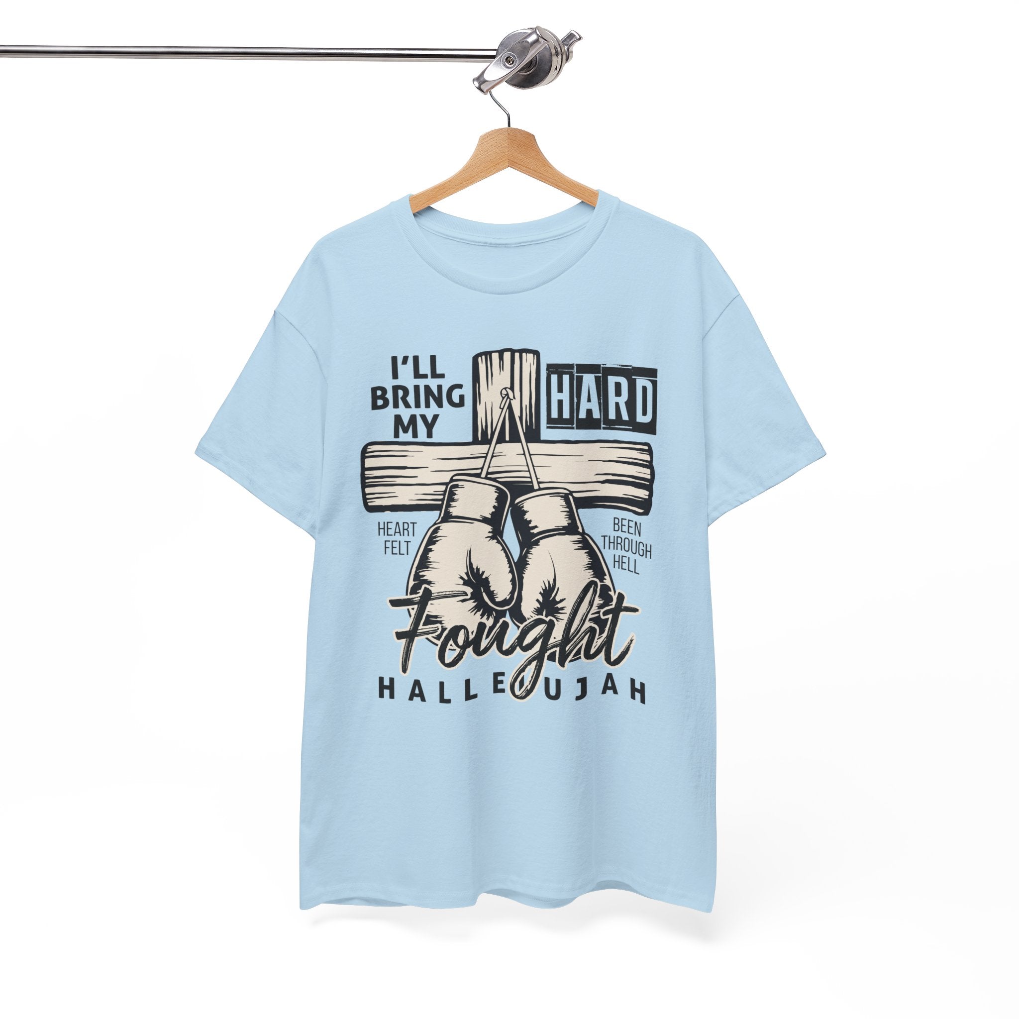 Christian Boxing Gloves Cross Tee — "I’ll Bring My Hard-Fought Heart."Unisex Cotton Tee