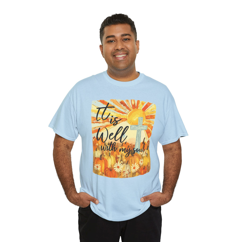 It Is Well With My Soul Pumpkin Sunrise Unisex Cotton T-Shirt