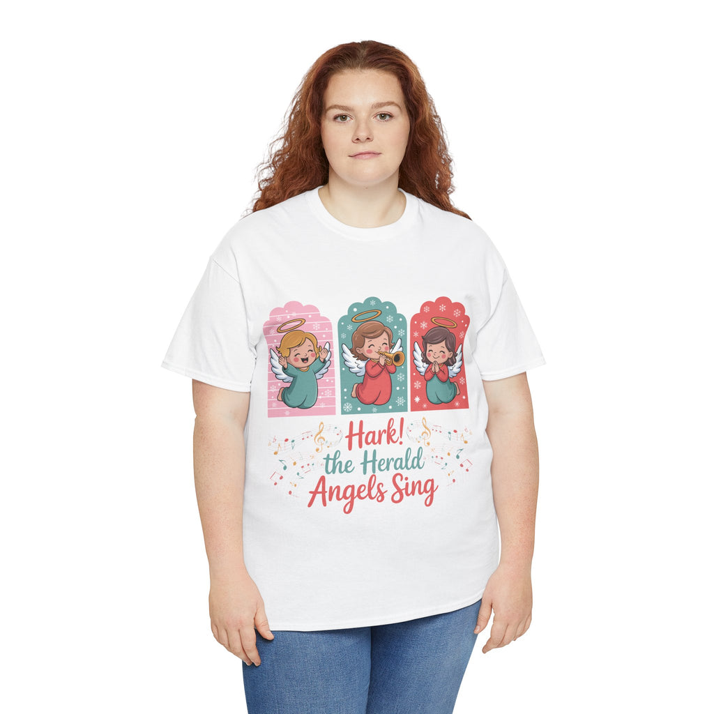 Hark! The Herald Angels Sing Tee — Three Singing Angels Christmas Unisex Cotton T-Shirt