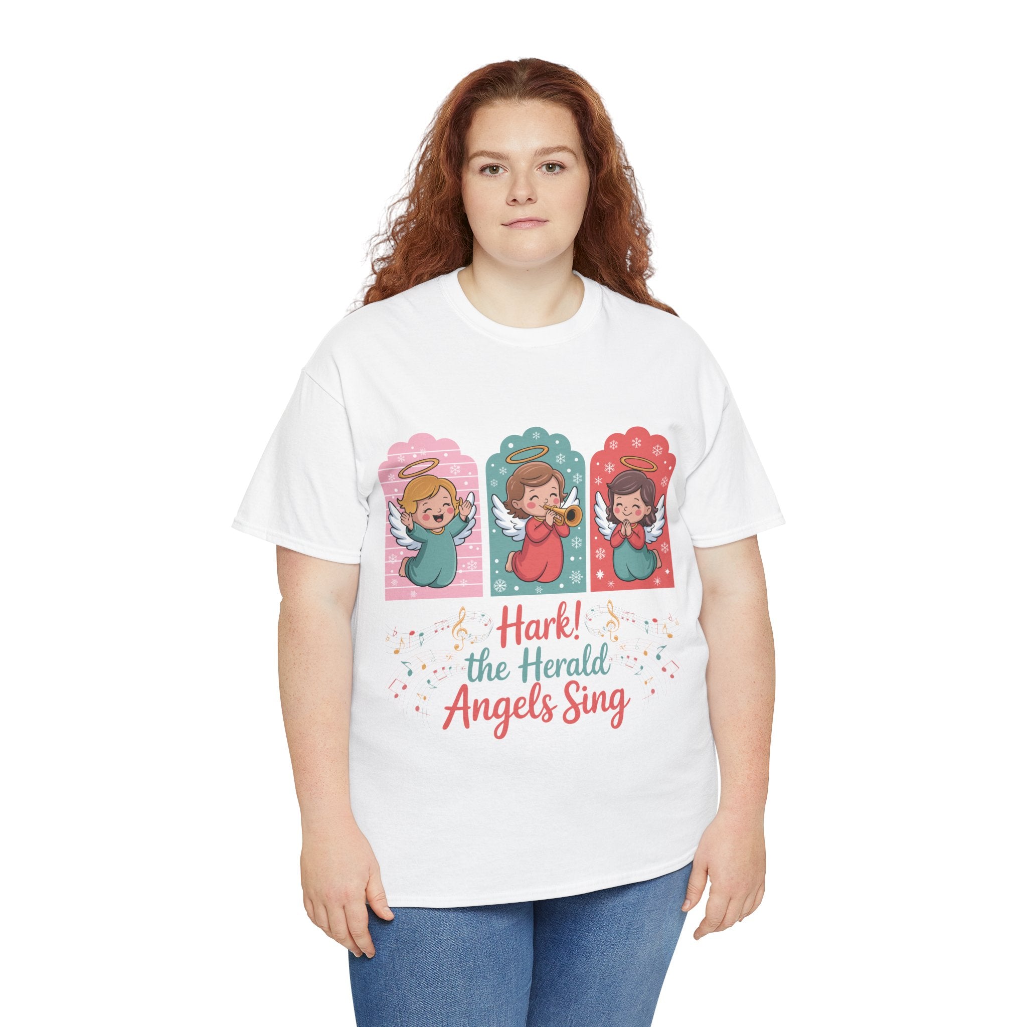 Hark! The Herald Angels Sing Tee — Three Singing Angels Christmas Unisex Cotton T-Shirt