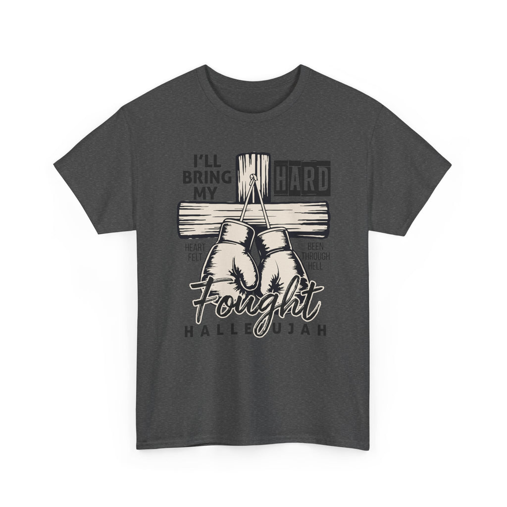 Christian Boxing Gloves Cross Tee — "I’ll Bring My Hard-Fought Heart."Unisex Cotton Tee