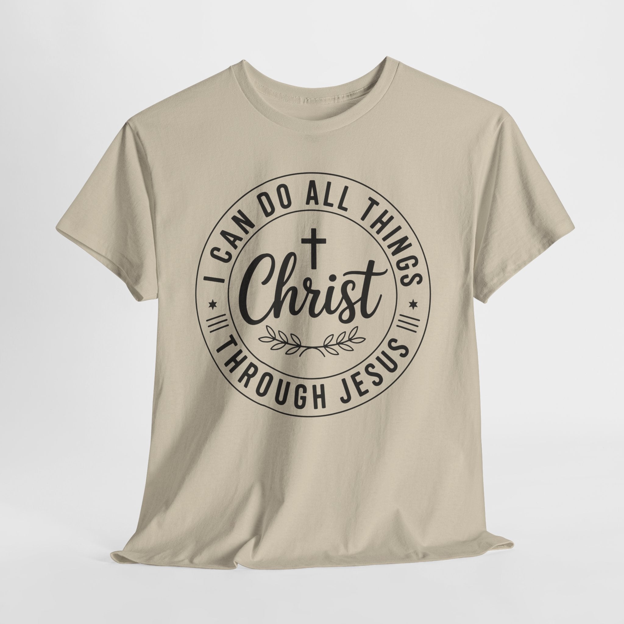 Christian Cross T‑Shirt — "I Can Do All Things Through Christ" Unisex Cotton tee
