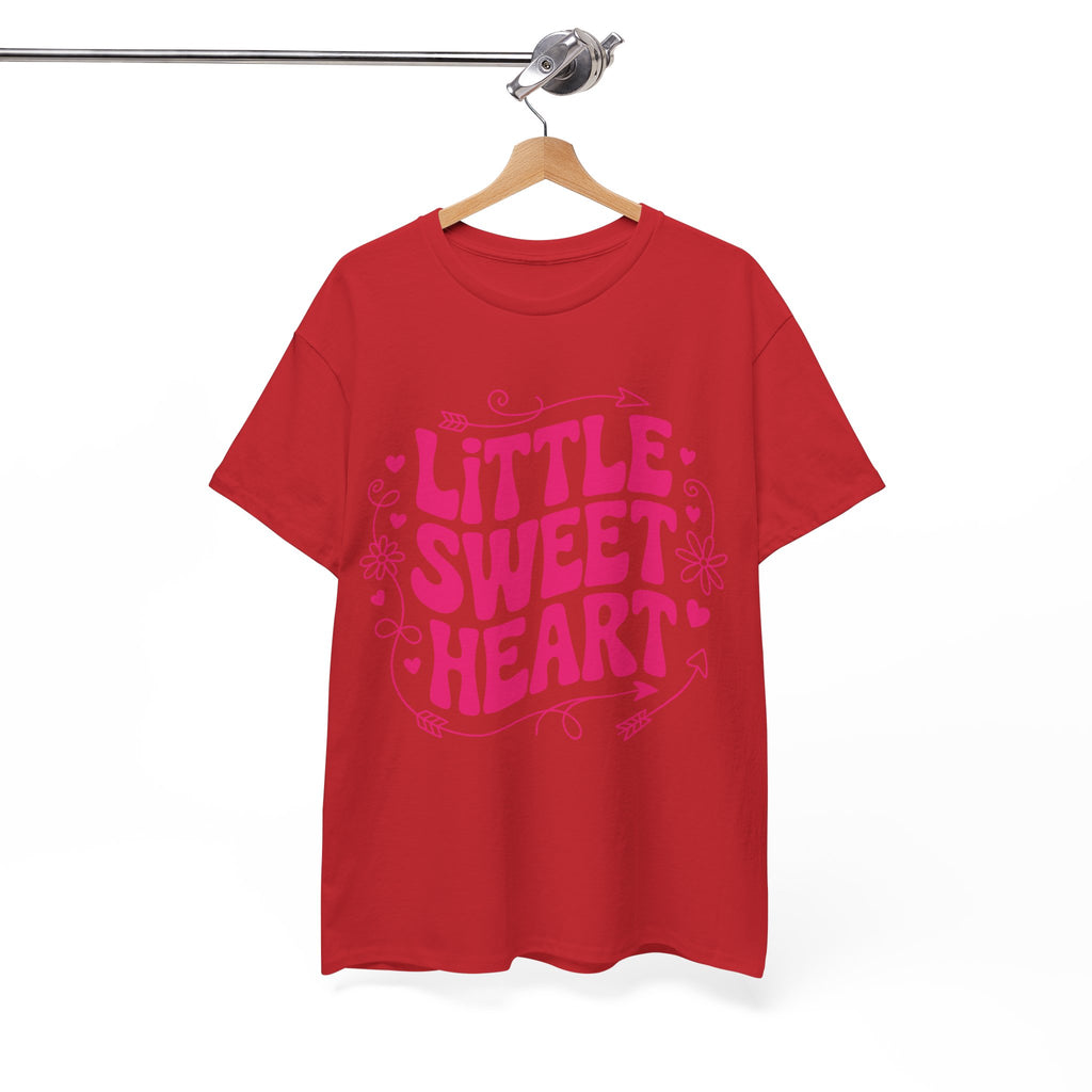Little Sweetheart Retro Tee — Cute Red Hearts & Flowers Graphic Unisex Cotton Tee
