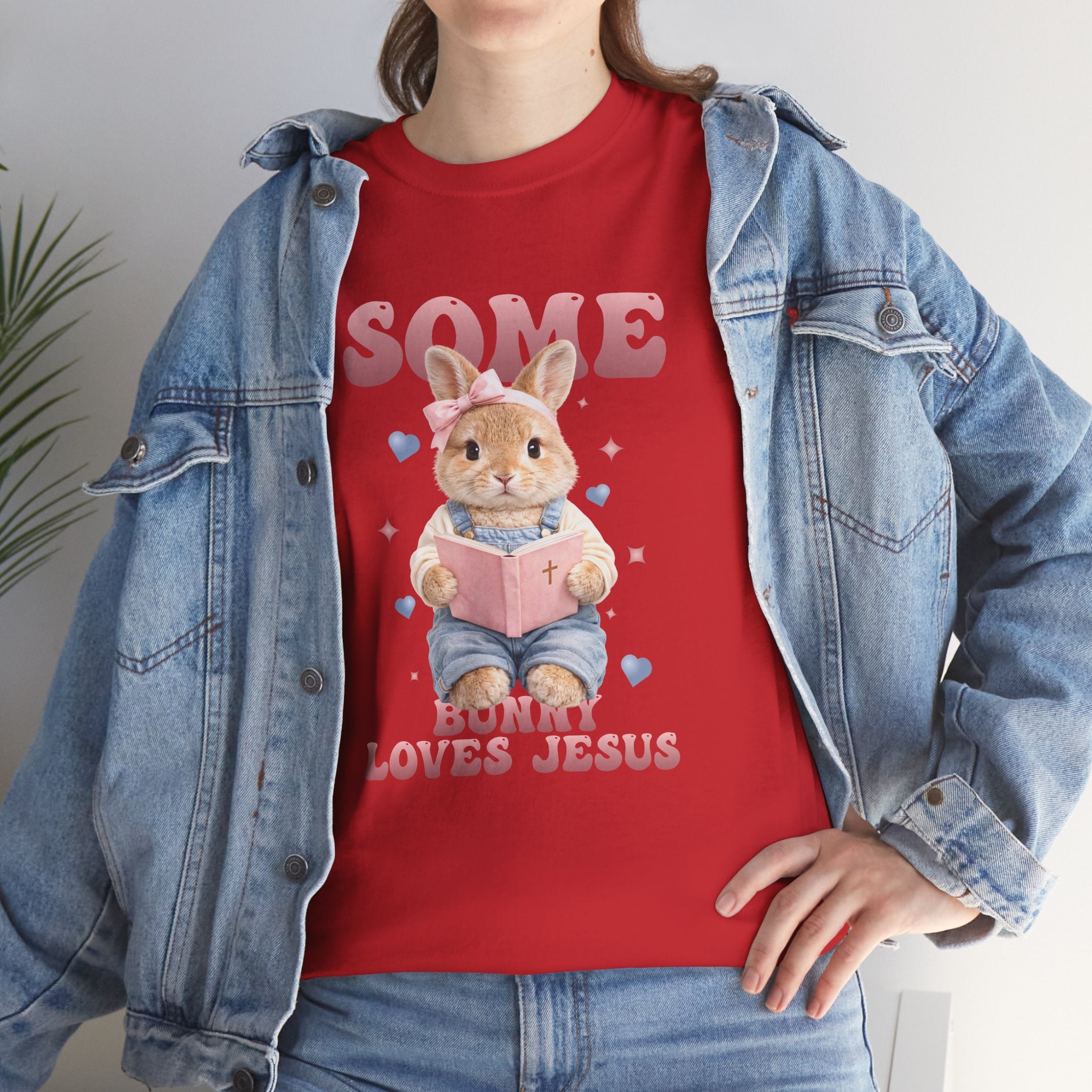 Some Bunny Loves Jesus Bunny Bible Unisex Cotton Tee