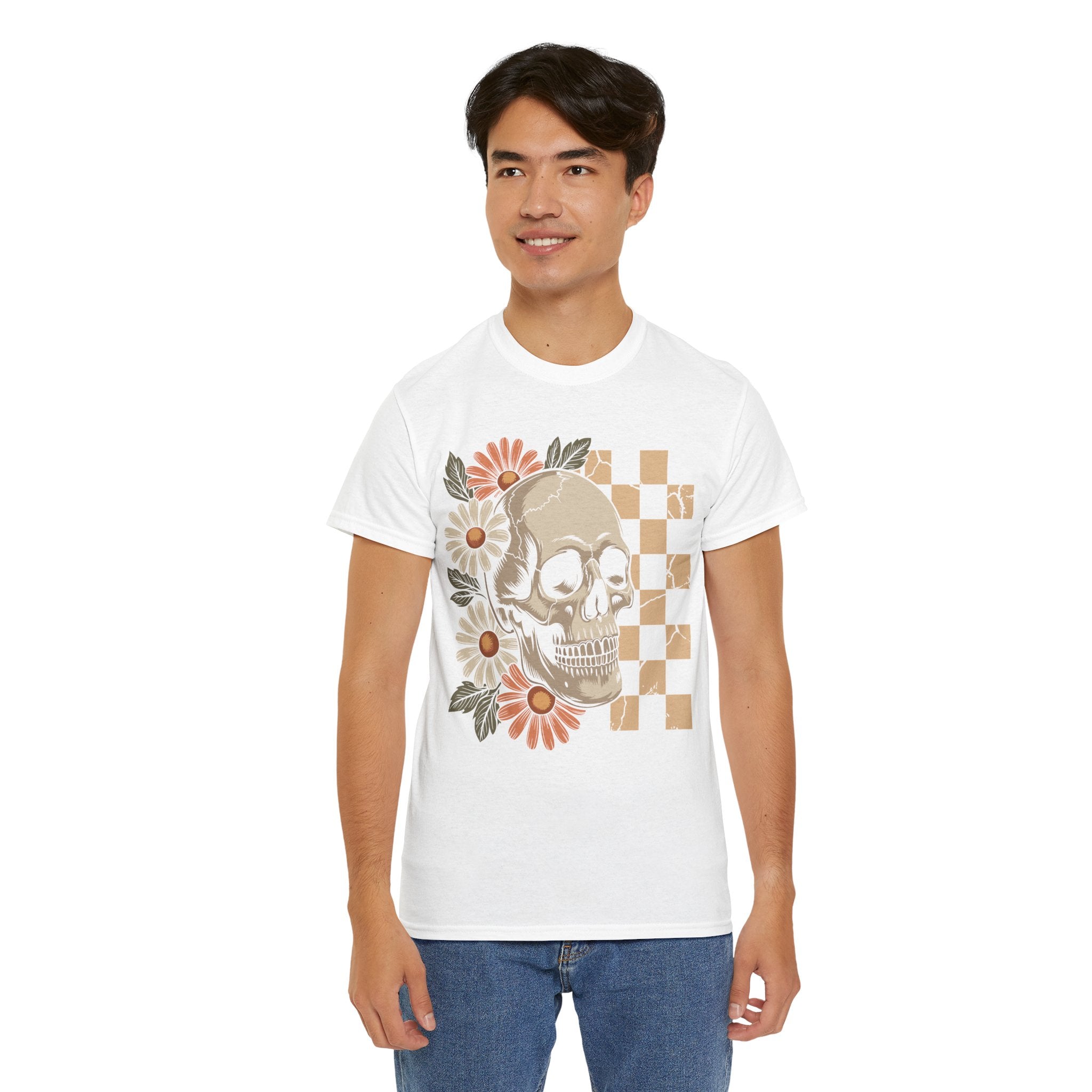 Skull Daisy Unisex Cotton Tshirt