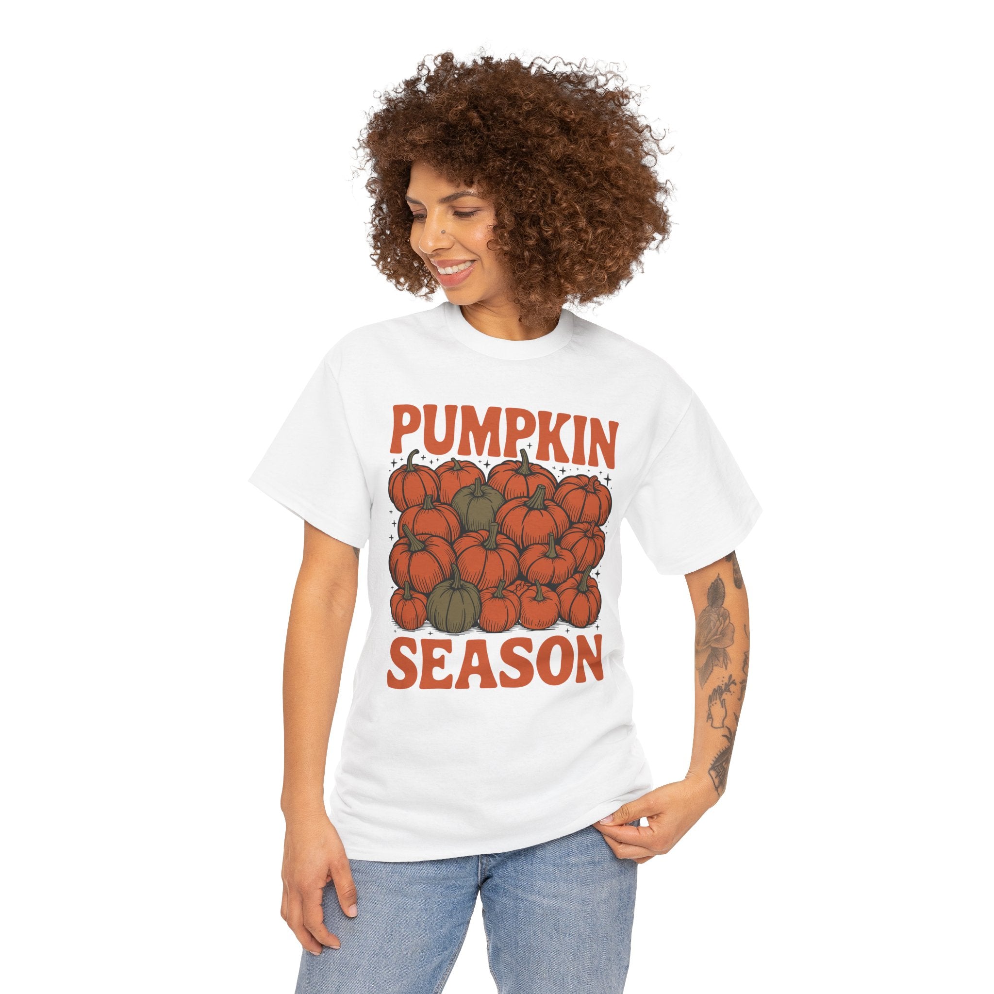 Pumpkin Season Tee — Fall Pumpkin Pile Unisex Cotton Tee
