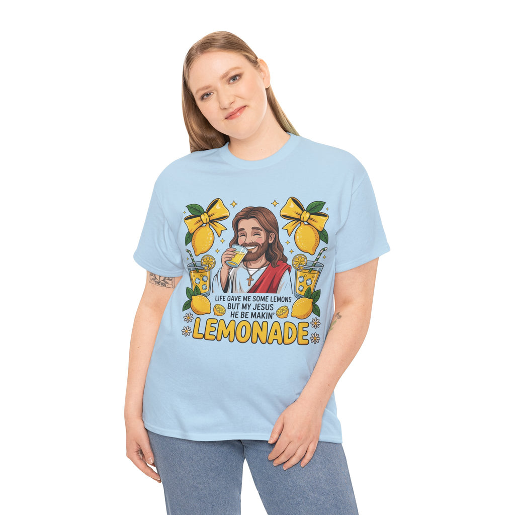 Jesus Drinking Lemonade T-Shirt — "Life Gave Me Some Lemons" Christian Unisex Cotton Tee