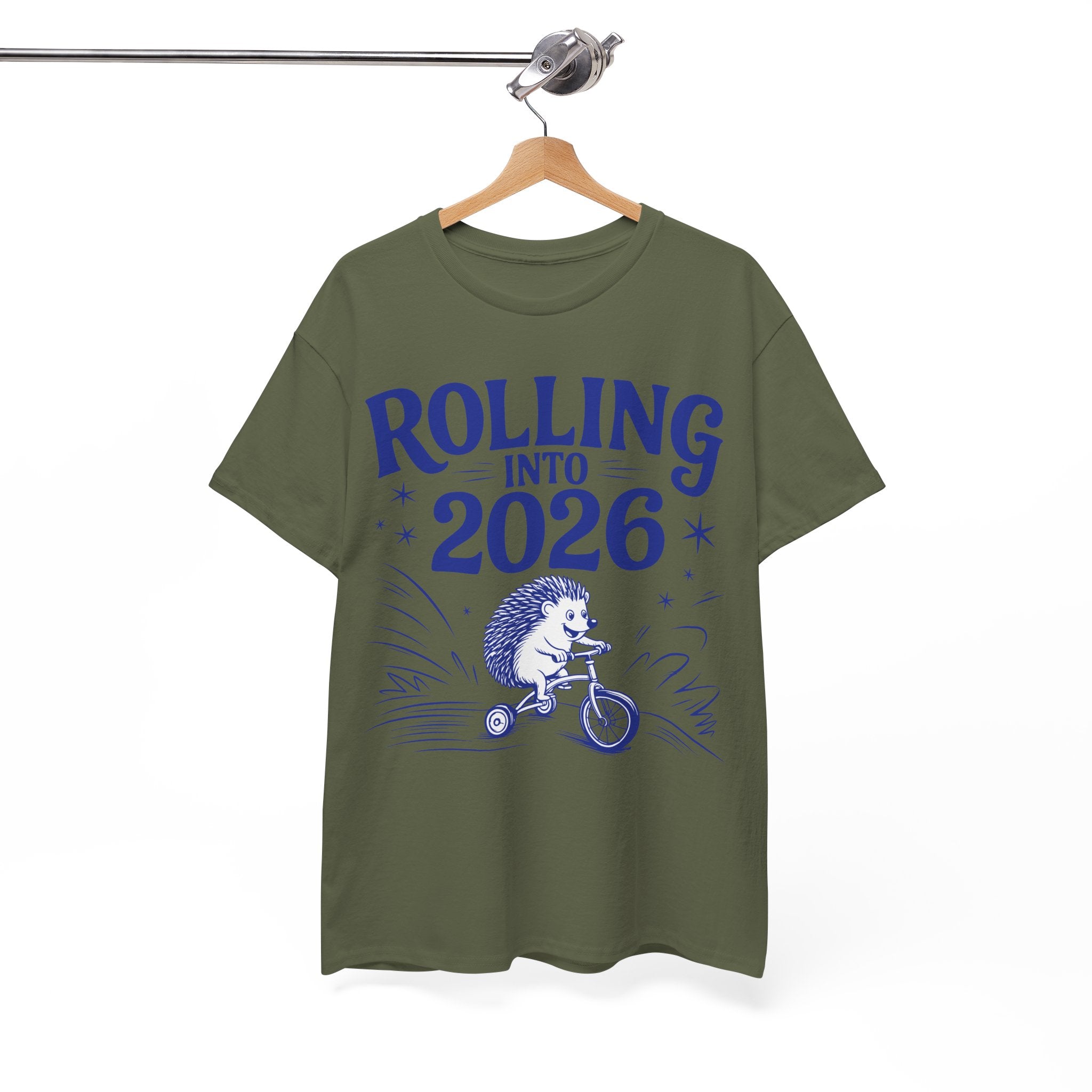 Rolling Into 2026 Hedgehog Tricycle Unisex Cotton Tee