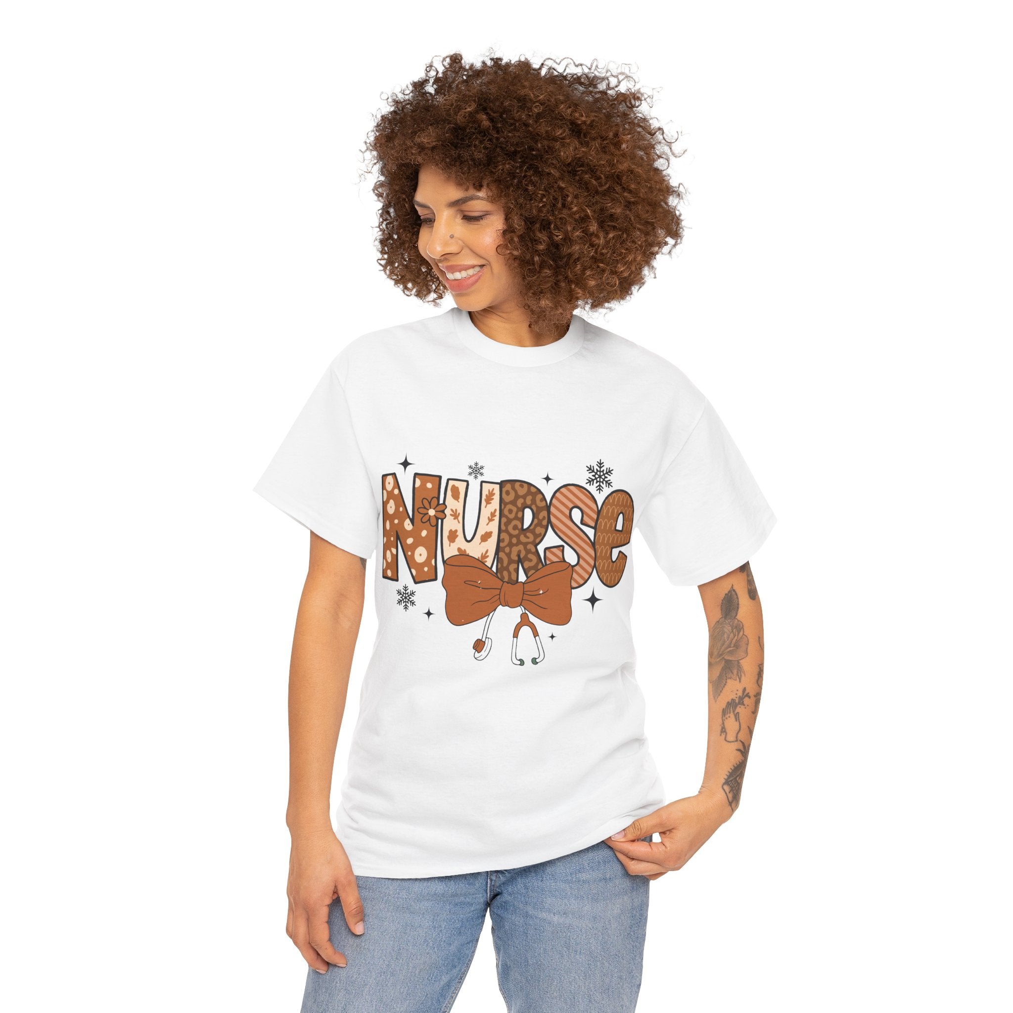 NURSE Fall Stethoscope Tee — Brown Autumn Nurse Unisex CottonT shirt