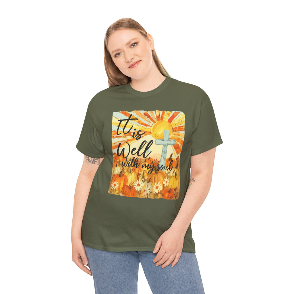 It Is Well With My Soul Pumpkin Sunrise Unisex Cotton T-Shirt