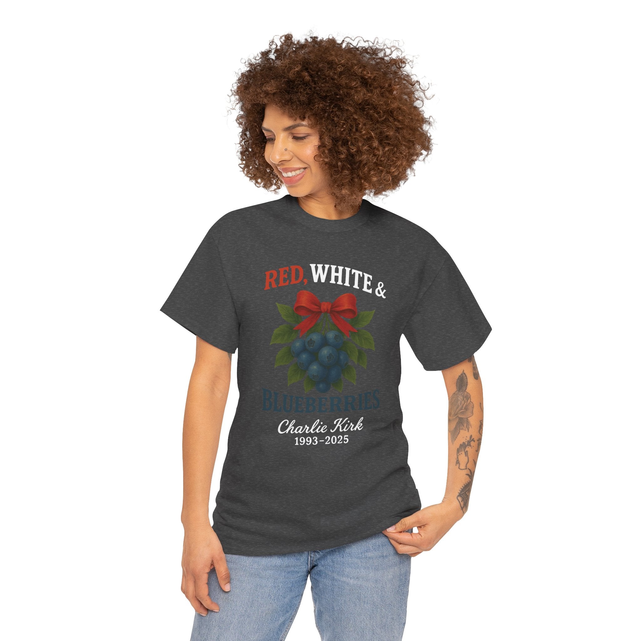 Red, White & Blueberries T-Shirt — Patriotic Blueberry Graphic Unisex Cotton Tee