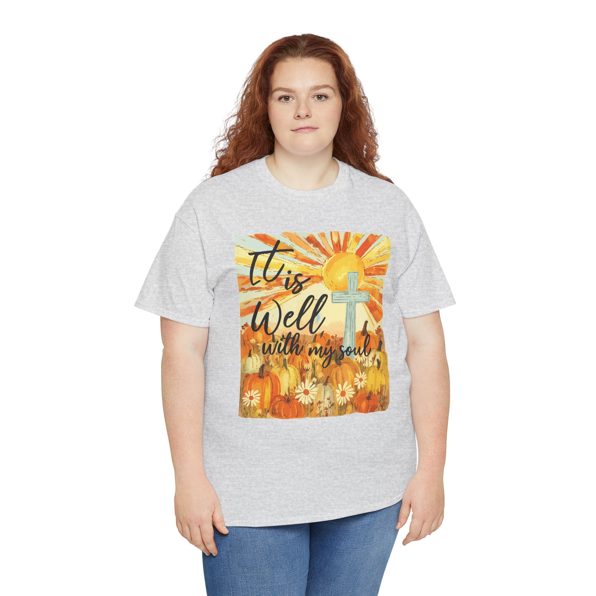 It Is Well With My Soul Pumpkin Sunrise Unisex Cotton T-Shirt