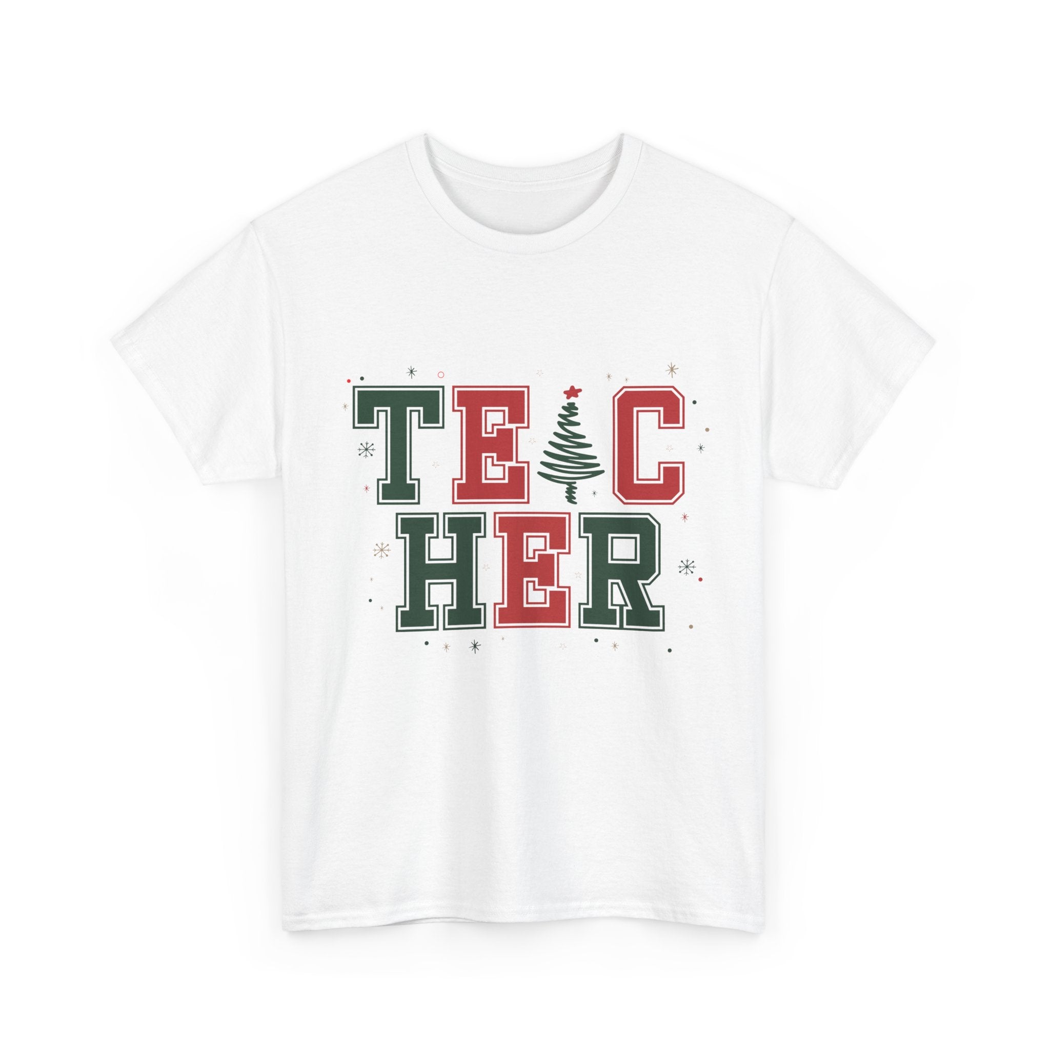 Teacher Christmas Varsity T-Shirt — Red & Green Holiday Unisex Cotton Tee