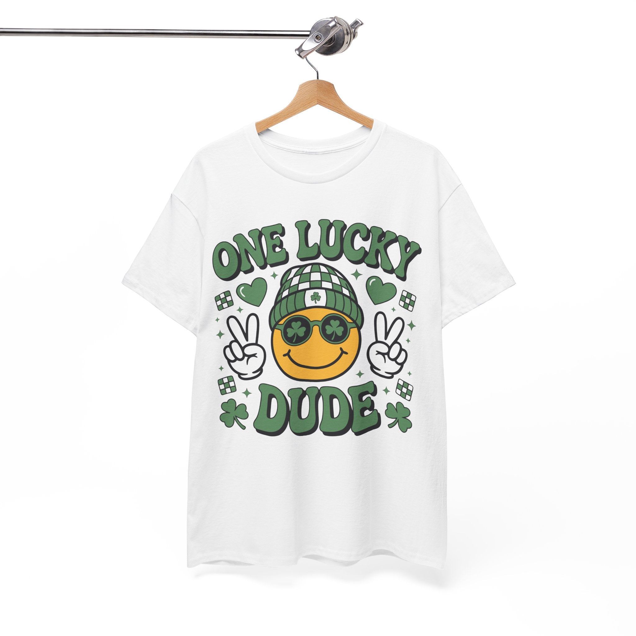 One Lucky Dude Shamrock Tee — St. Patrick's Day Smiley Unisex Cotton Tshirt
