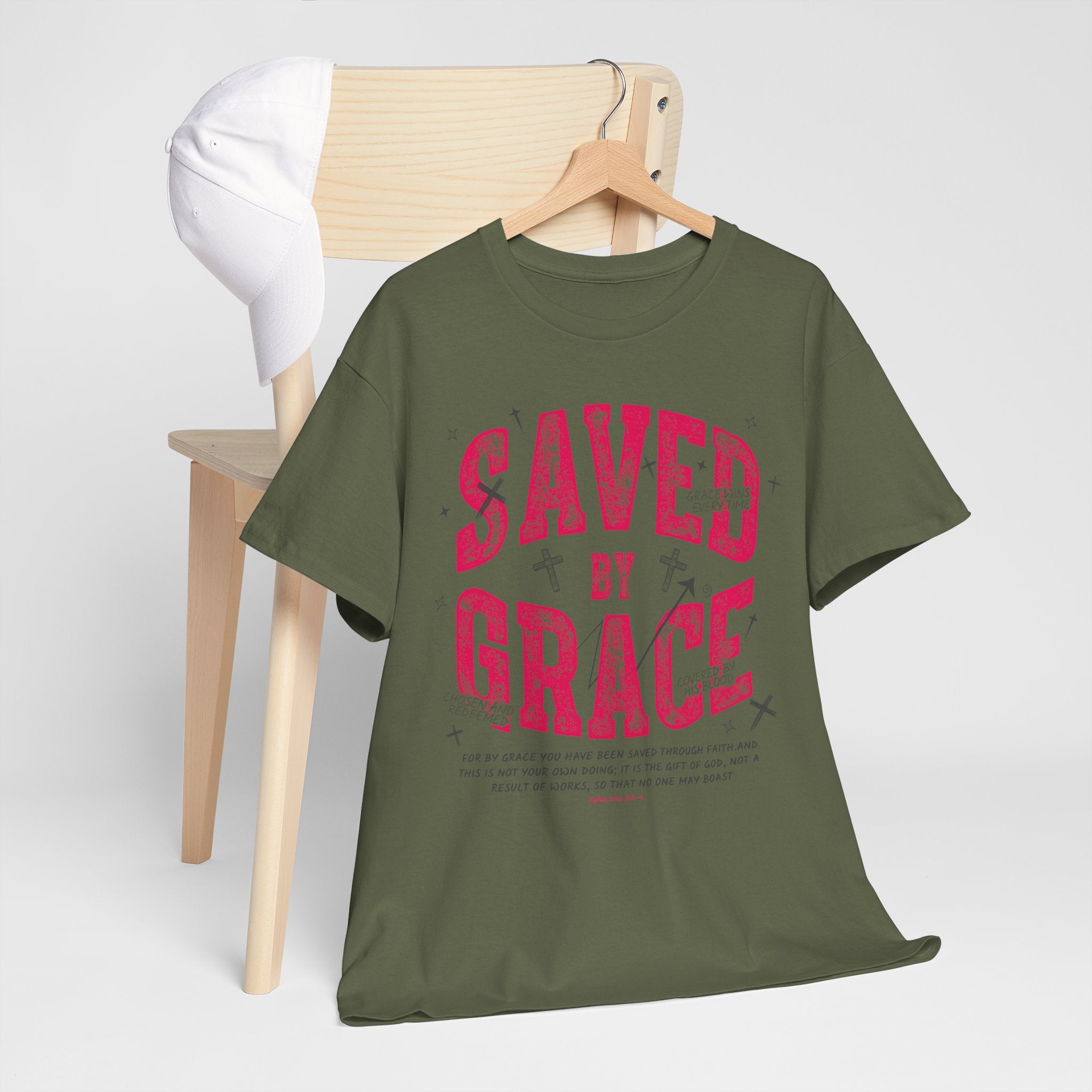 Saved by Grace Ephesians 2:8-9 Unisex Cotton T-Shirt