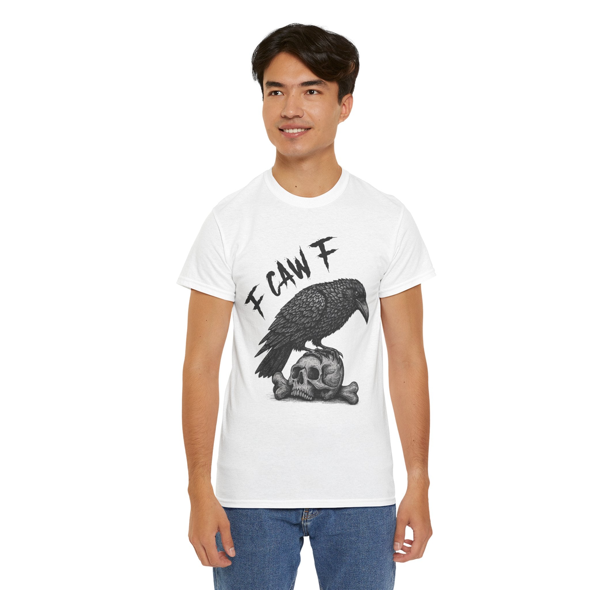 Gothic Crow & Skull T-Shirt — Dark Gothic Skull Unisex Cotton Tee