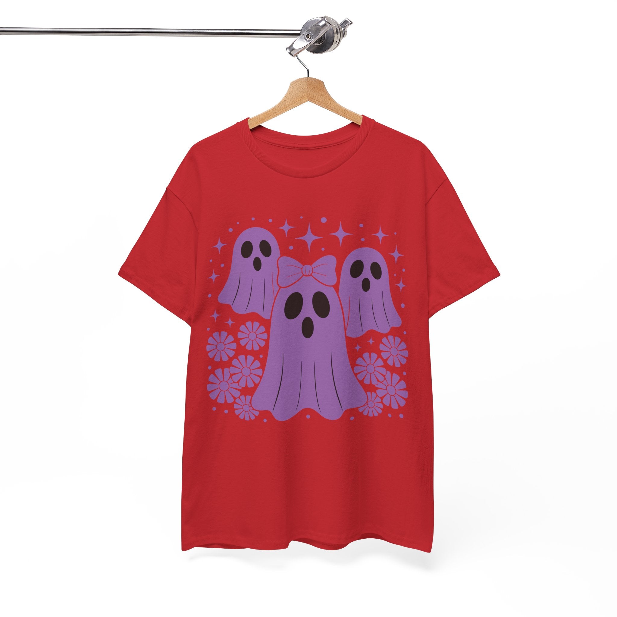 Purple Ghost Halloween Unisex Cotton Tee