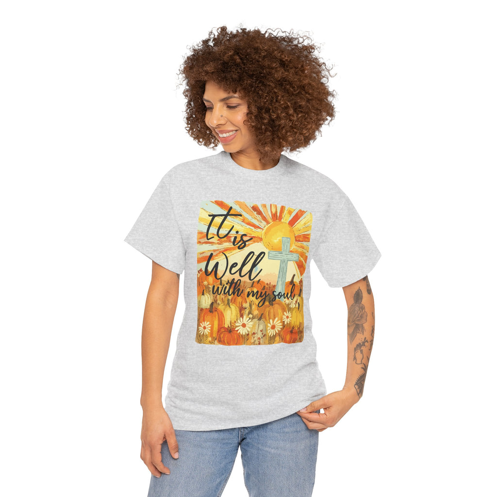 It Is Well With My Soul Pumpkin Sunrise Unisex Cotton T-Shirt
