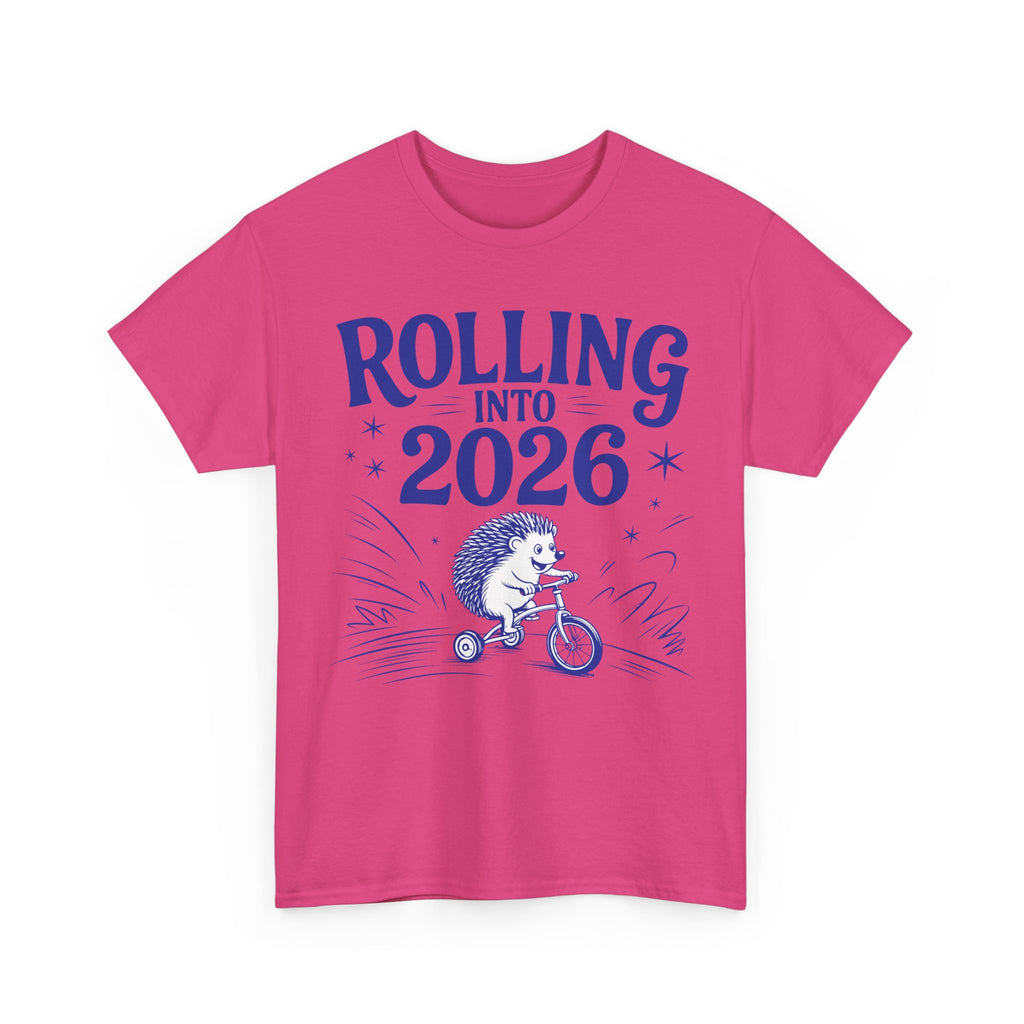 Rolling Into 2026 Hedgehog Tricycle Unisex Cotton Tee
