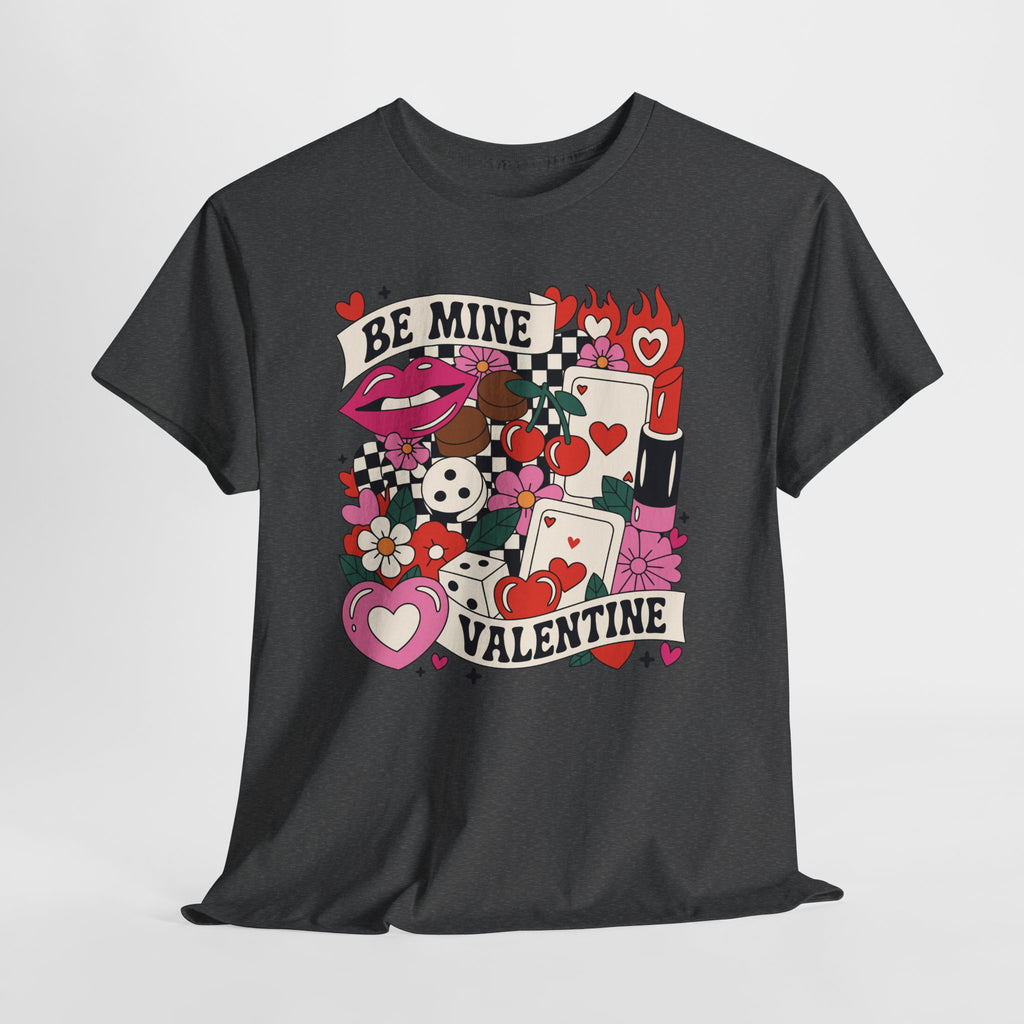 Be Mine Valentine Pop-Art Tee — Lips, Cherries & Retro Valentine Collage...Unisex Cotton Tee