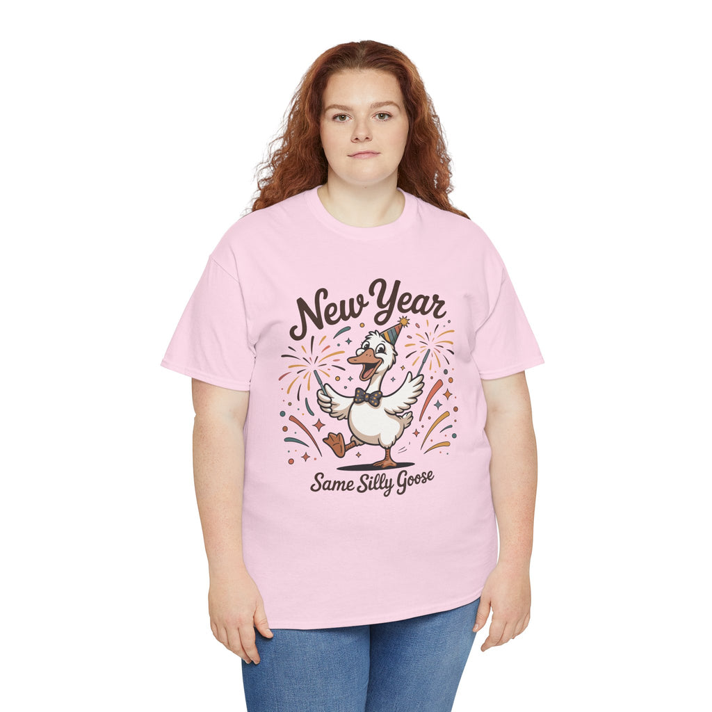New Year Same Silly Goose T-Shirt — Party Goose Graphic Unisex Cotton Tee