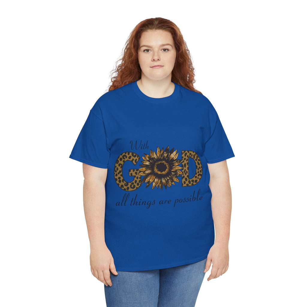 GOD Leopard Print Sunflower Unisex Cotton Tee