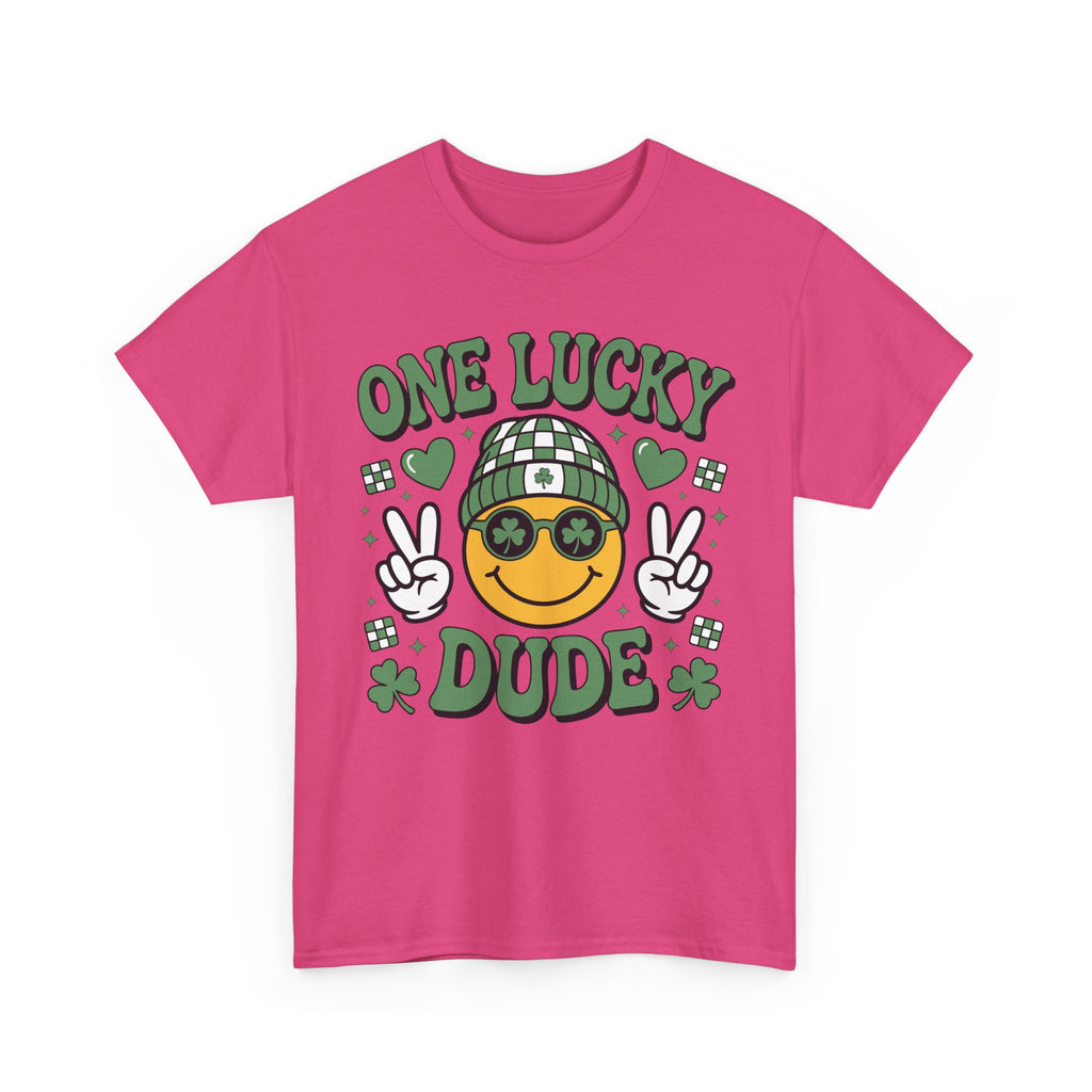 One Lucky Dude Shamrock Tee — St. Patrick's Day Smiley Unisex Cotton Tshirt