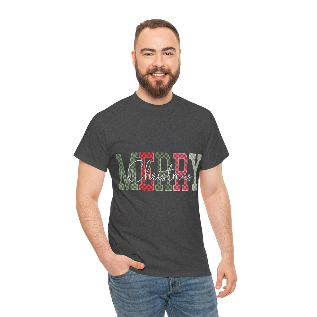 Plaid Merry Christmas Unisex Cotton Tee