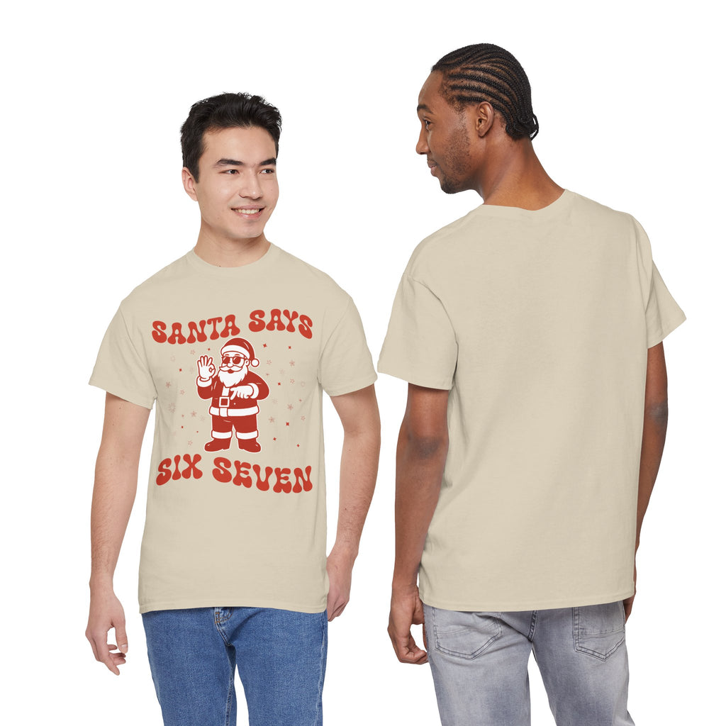 Retro 'Santa Says Six Seven' Christmas Unisex Cotton Tee