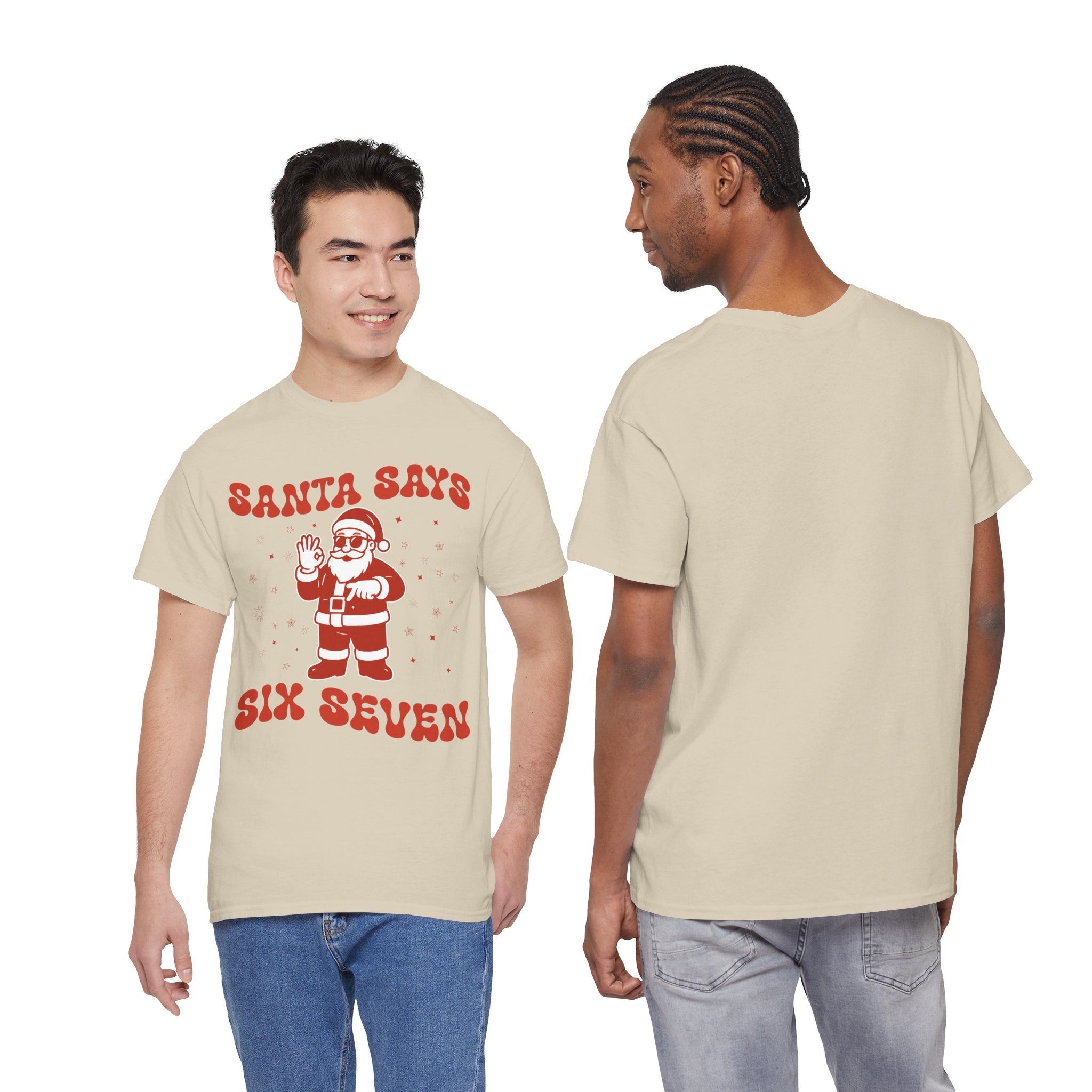 Retro 'Santa Says Six Seven' Christmas Unisex Cotton Tee