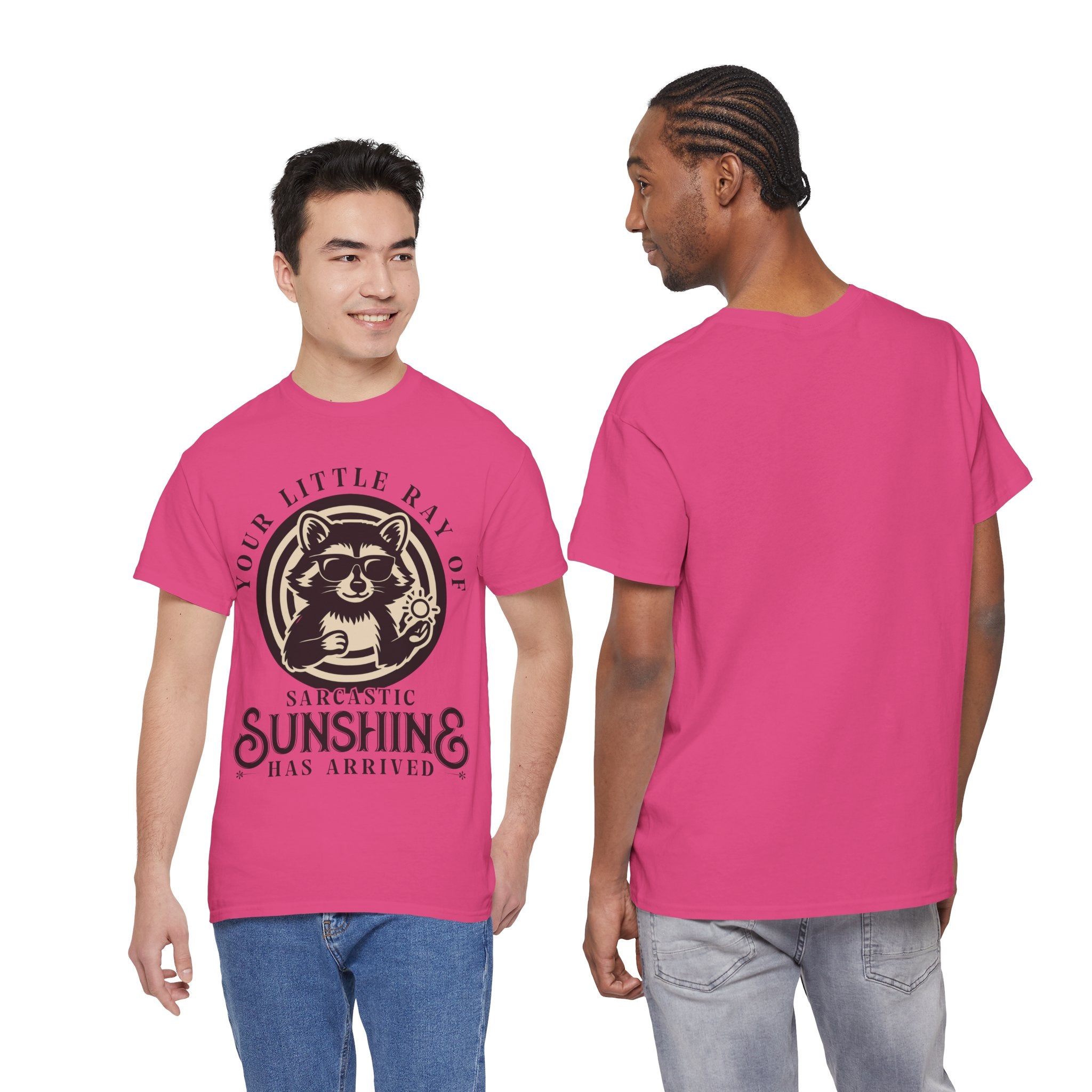 Cool Raccoon Sunglasses T-Shirt — Raccoon Holding Sun Graphic Unisex Cotton Tee