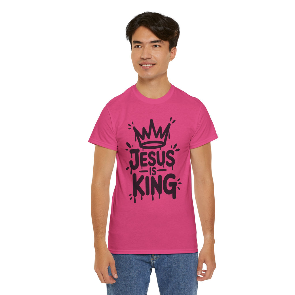 Jesus Is King Crown T-Shirt — Minimalist Christian Unisex Cotton Tee