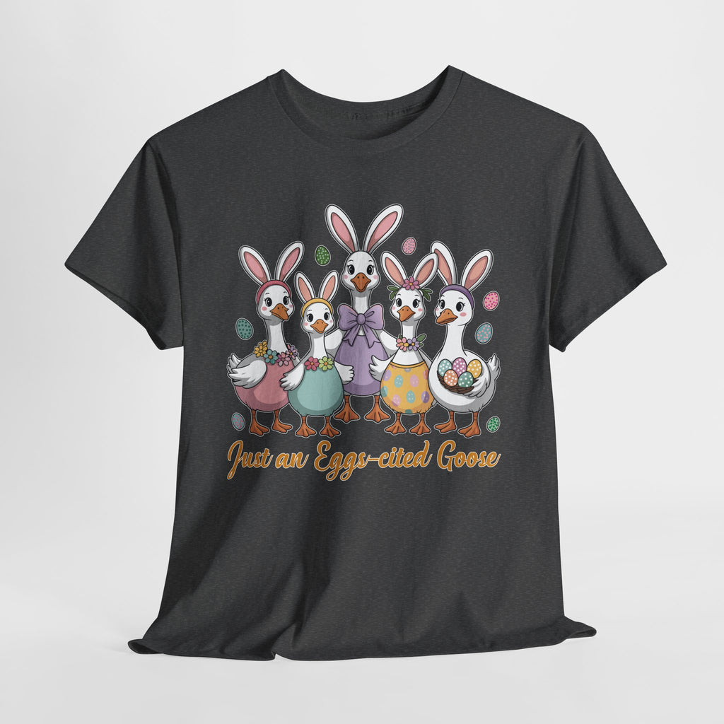 Just an Eggs-cited Goose Easter Tee — Funny Geese in Bunny Ears Unisex Cotton Tee