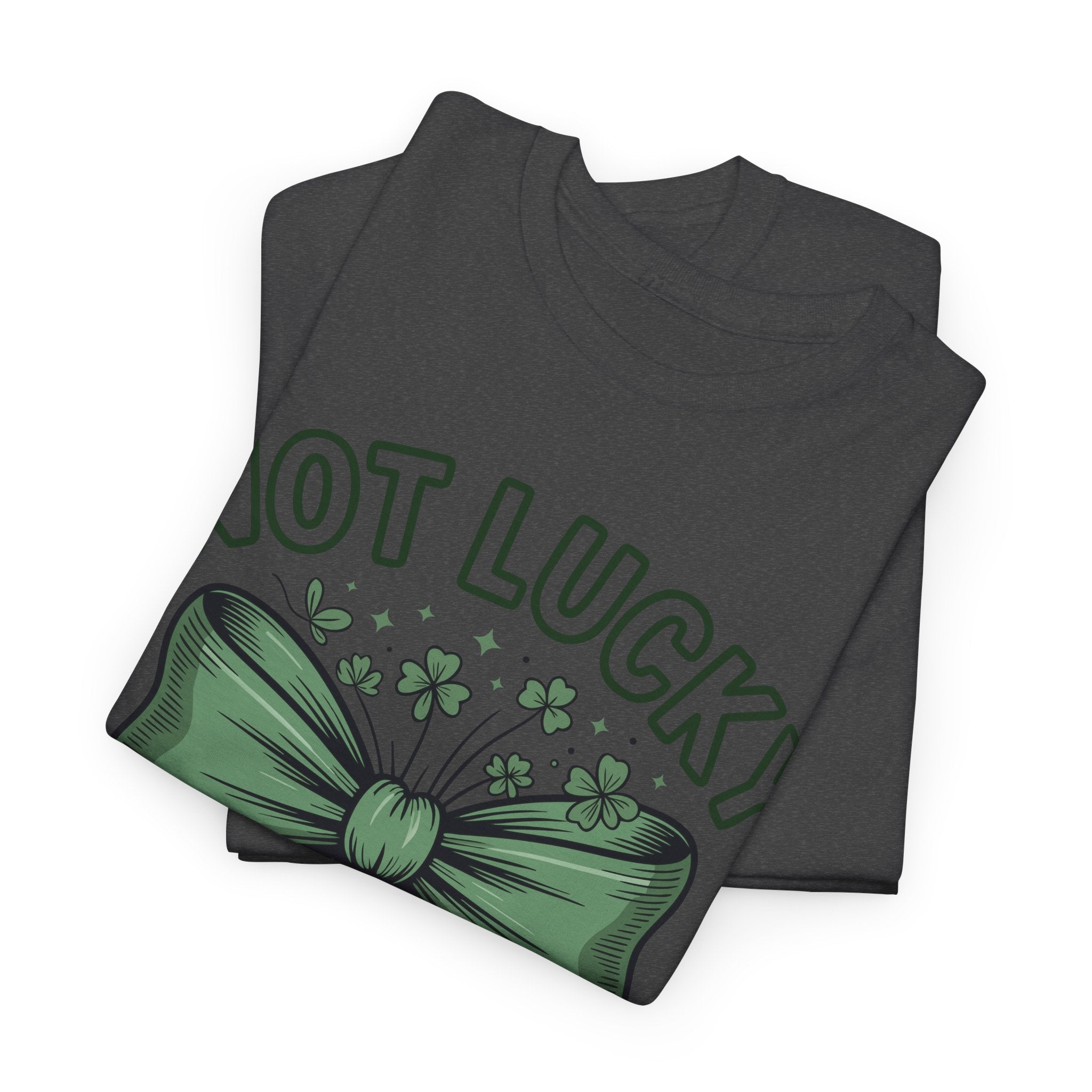 Not Lucky, Simply Blessed T-Shirt — Green Bow & Clovers St. Patrick’s Unisex Cotton Tee