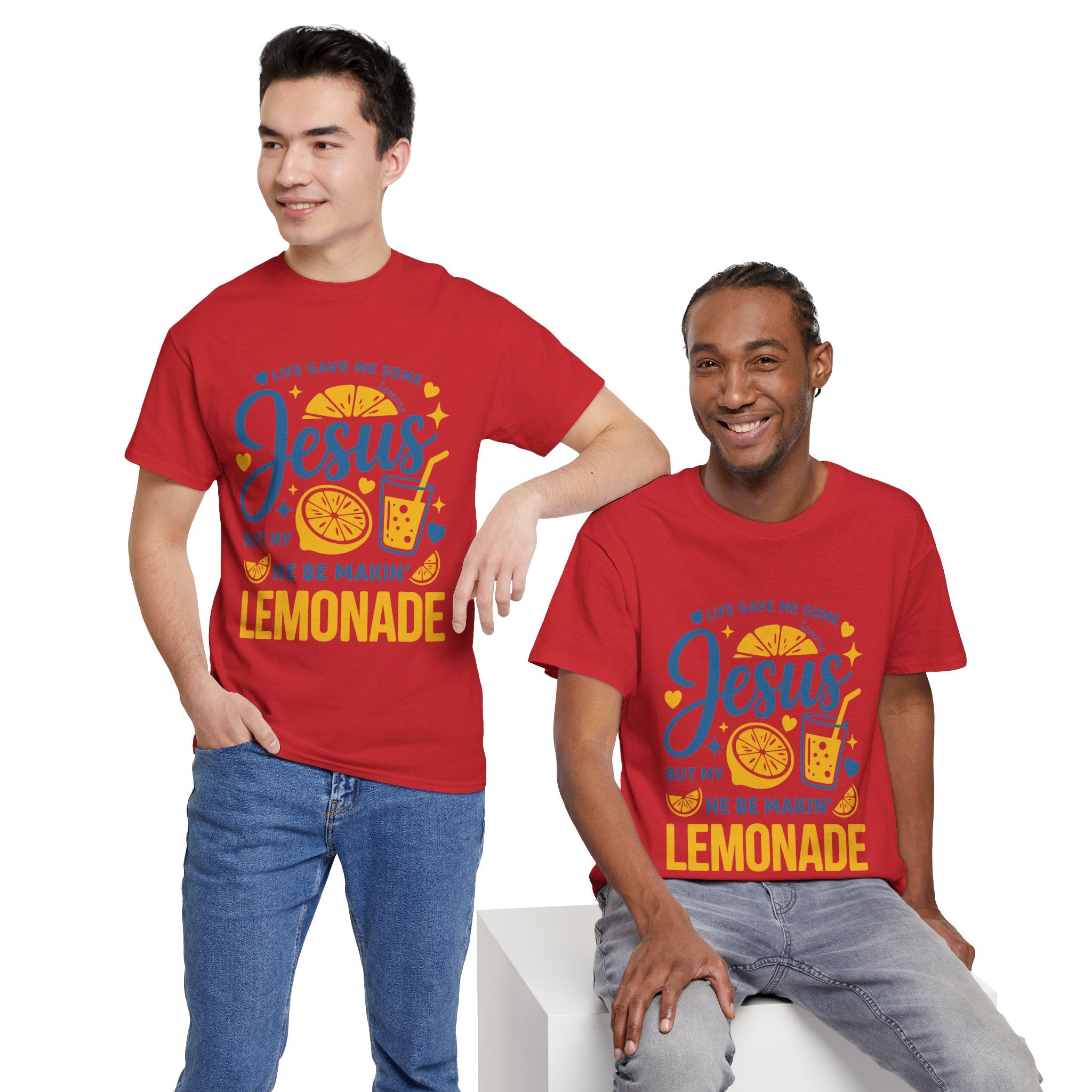 Christian Lemonade T-Shirt — “Life gave me some lemons but my Jesus He be makin’ lemonade”. Unisex Cotton Tee