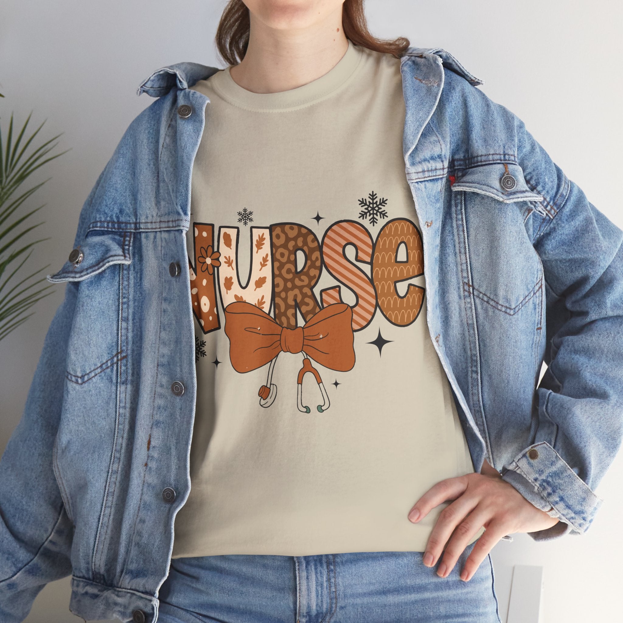 NURSE Fall Stethoscope Tee — Brown Autumn Nurse Unisex CottonT shirt