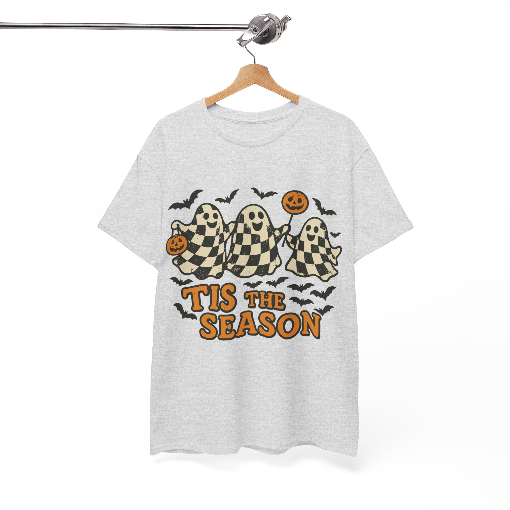 Halloween Ghosts Checker Pattern Unisex Cotton Tee