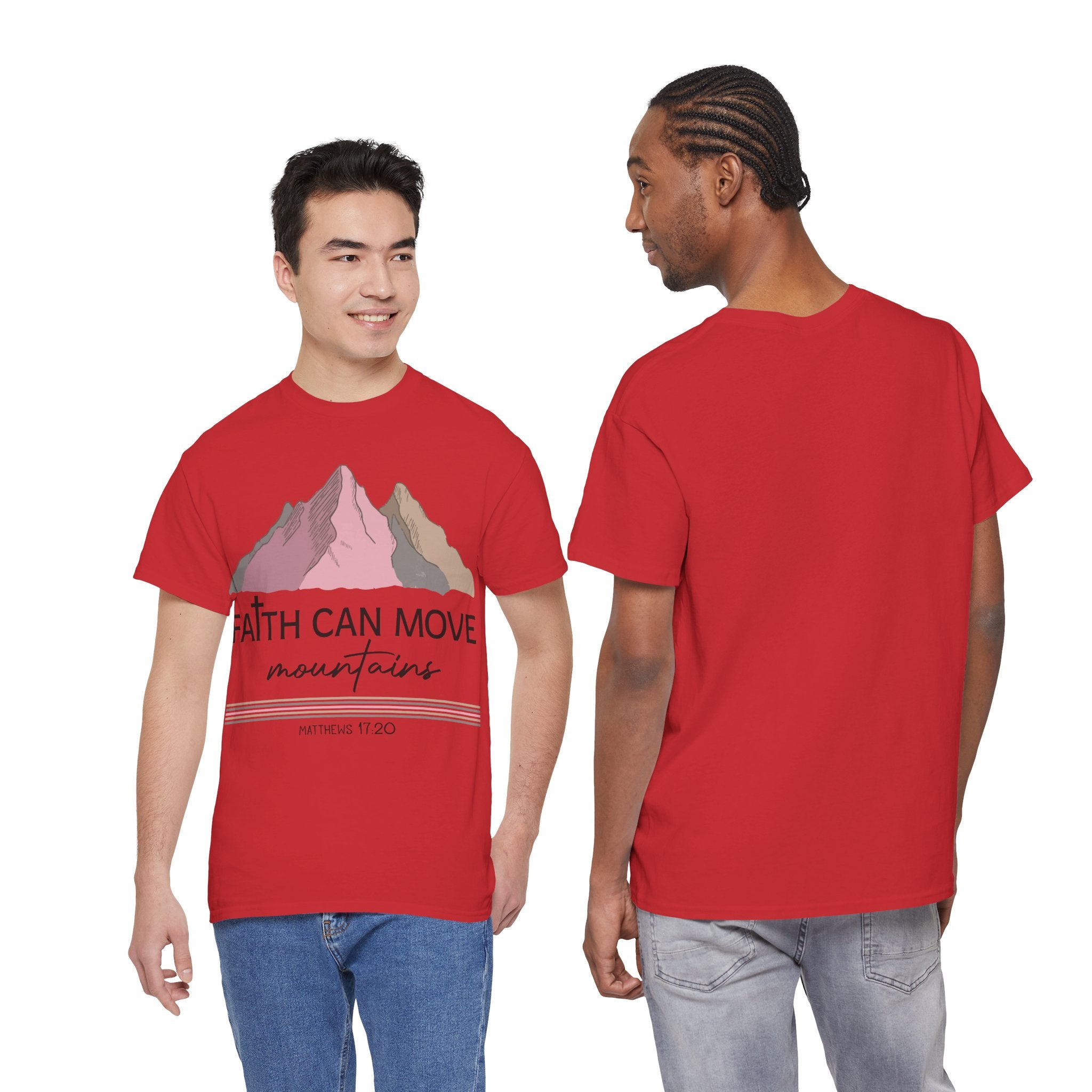 Faith Can Move Mountains Mountain Tee — Pastel Inspirational Christian Unisex Cotton T-Shirt
